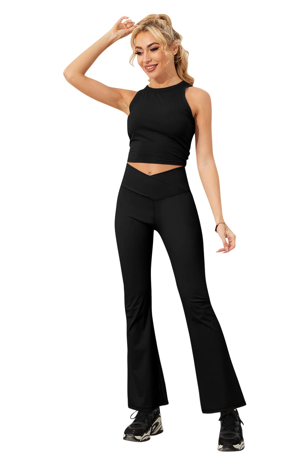 Esobo Women's High Waisted Bootleg Yoga Pants - Wide Leg Flare Workout Pants & Bootcut Dress Pants for Yoga, Office & Casual Wear