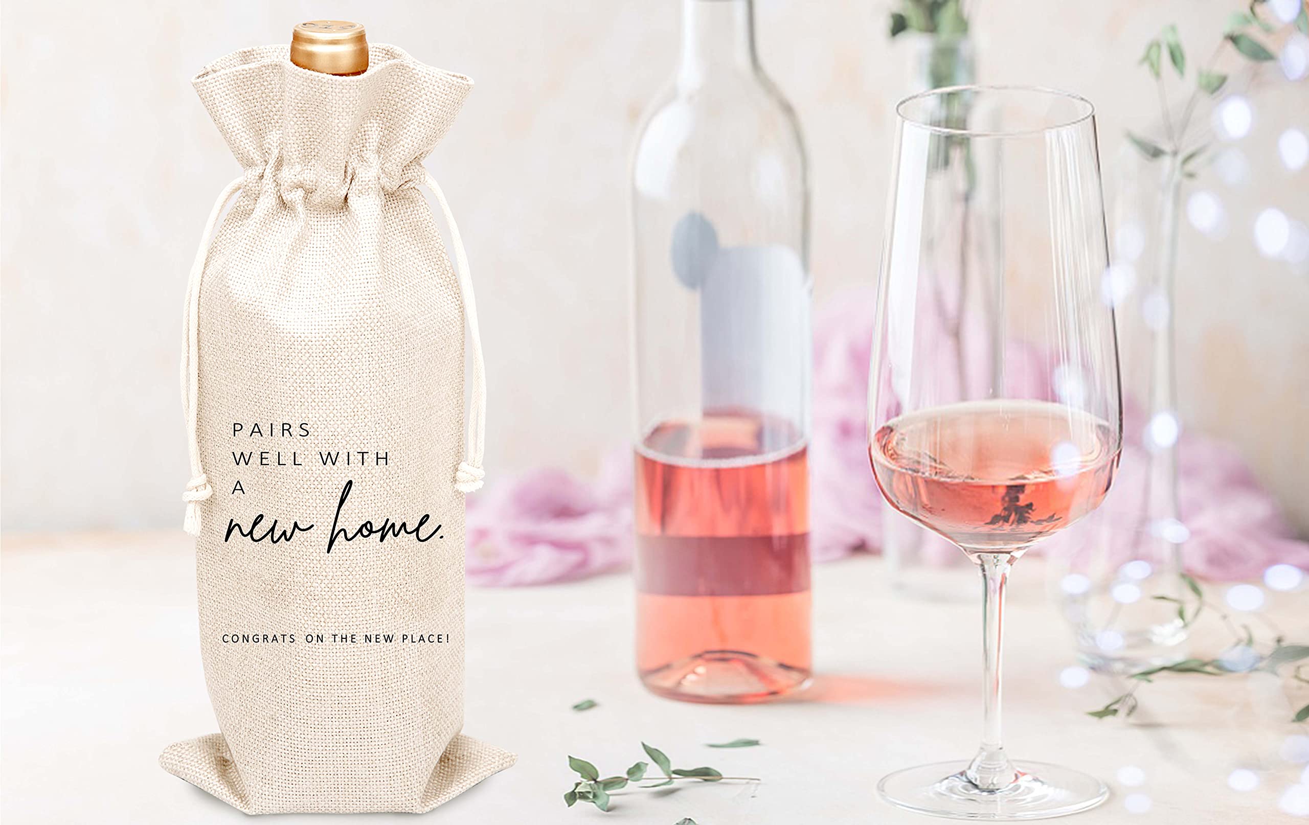 Elegant Housewarming Wine Gift Bags - Premium New Home Wine Gift for Friends & Clients - Perfect Realtor Closing Gift - 1 Piece Wine Bag (A47) - Ideal for Housewarming Parties, Client Appreciation & Real Estate Closing Gifts
