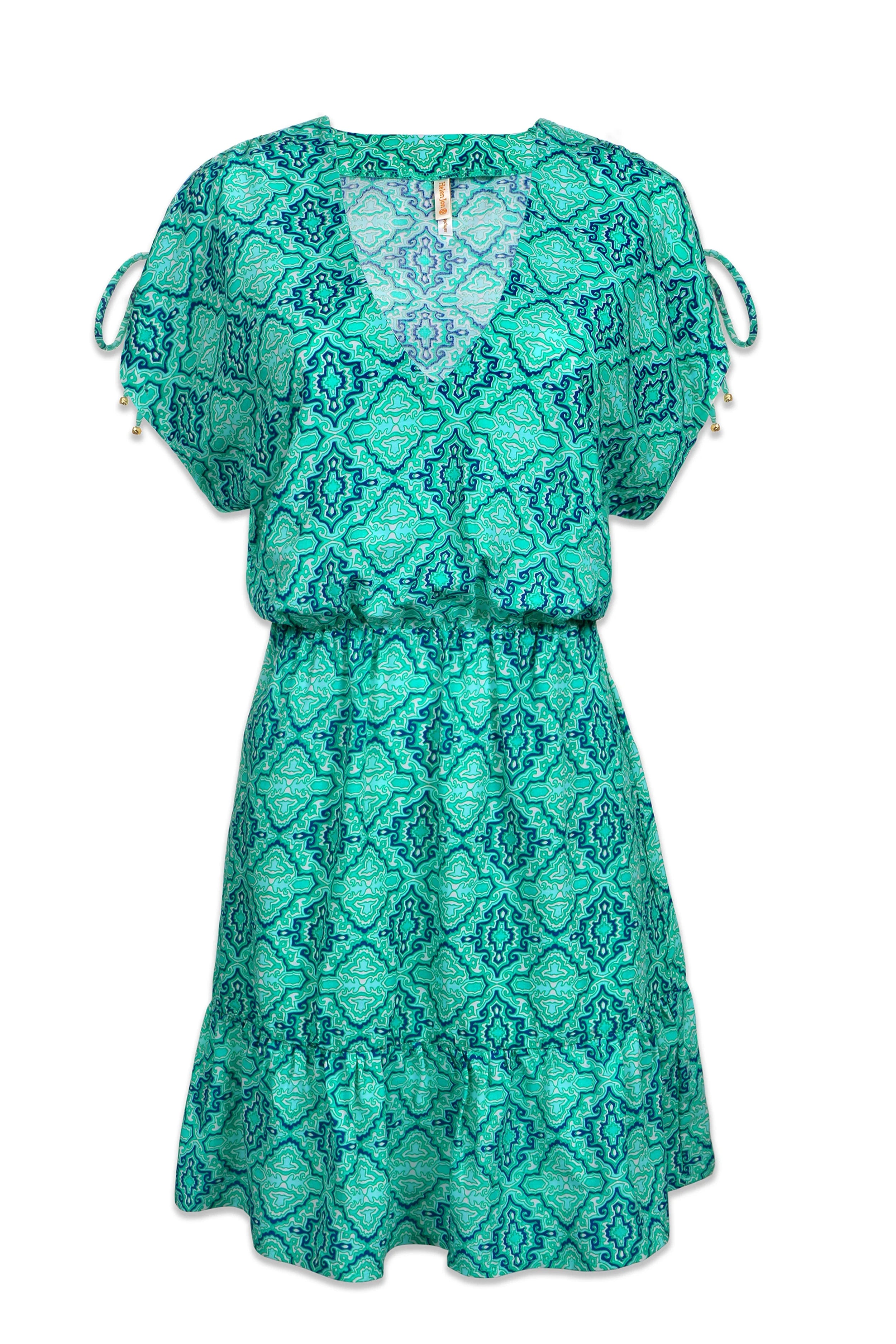 Elegant V Neck Dress for Women - Comfortable & Stylish Marbella Tile Design - Perfect for Casual Outings, Office Wear & Special Occasions