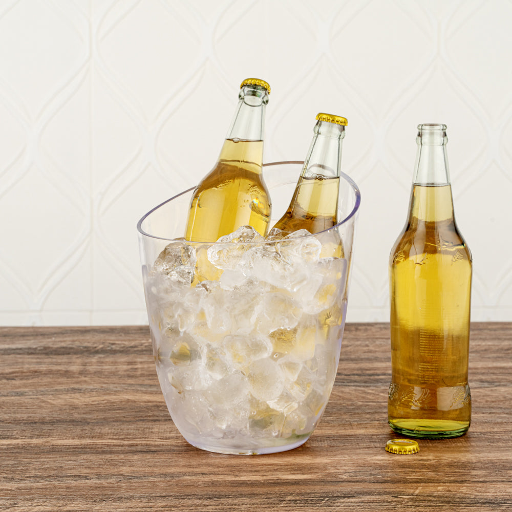 Bar Lux 3.2 Quart Clear Plastic Champagne Wine Bucket - 9.25 x 7.5 x 7.75 Inches - Perfect for Parties, Weddings & Home Entertaining - 1 Count Box