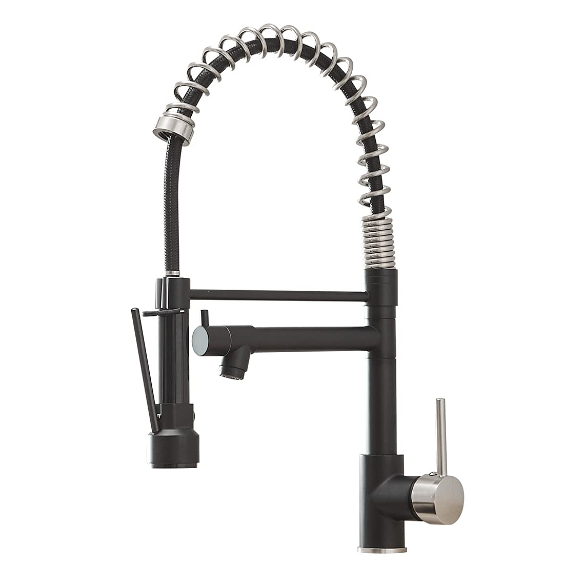 **AIMADI Matte Black Kitchen Sink Faucet with Pull Down Sprayer - Single Handle One Hole Stainless Steel Faucet for Modern Kitchen, Dishwashing & Cooking**