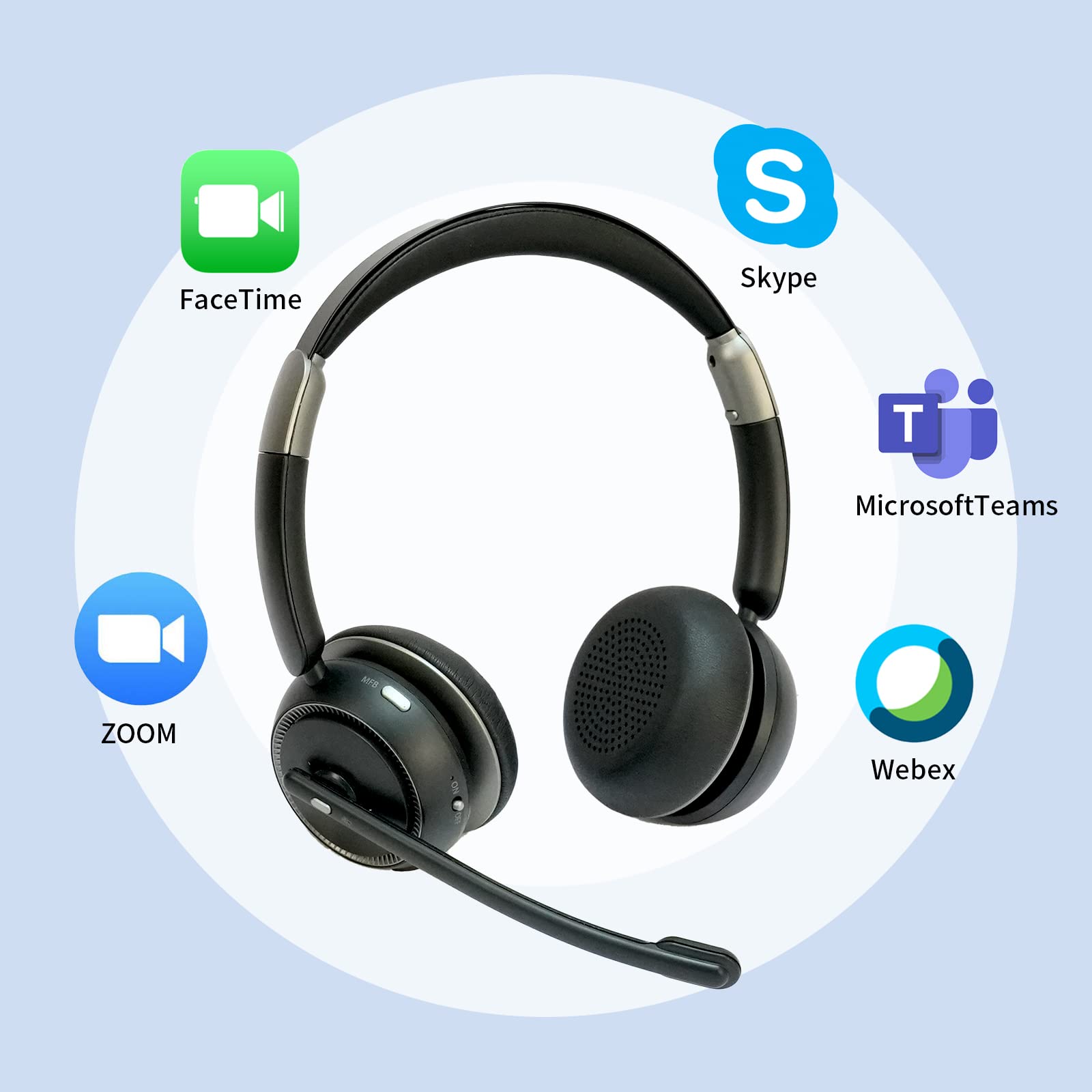 Wireless Bluetooth Headset with Microphone V5.2 - AI Noise Cancelling Single/Dual Ear Headphones for Phone, Laptop, Office - Perfect for Truckers, Call Centers, Zoom Meetings & Online Classes