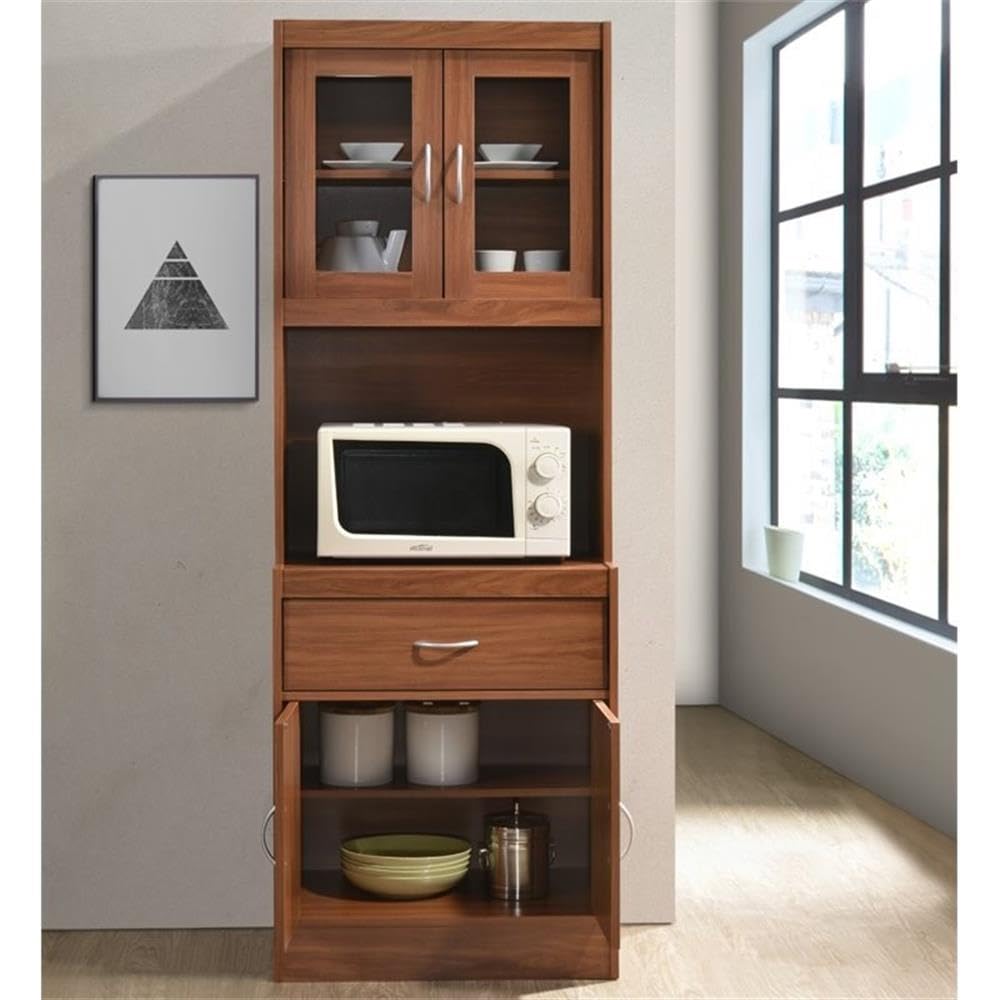 Pemberly Row Cherry Kitchen Cabinet - Elegant & Durable Storage for Modern Kitchens - Perfect for Organizing Cookware, Dishes & Pantry Items