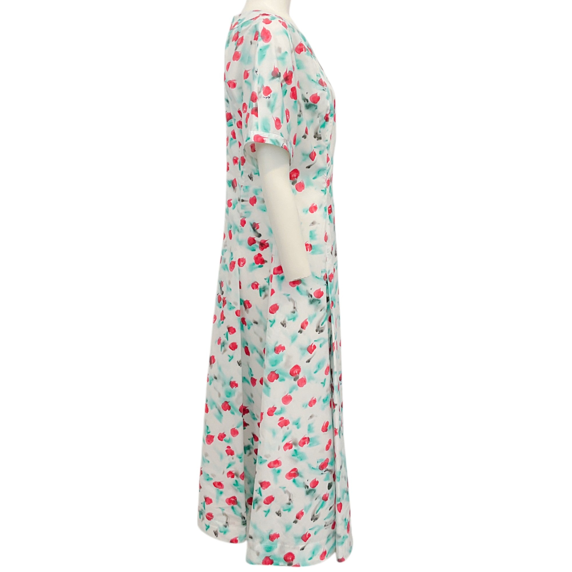Marni White & Aqua Cotton Painterly Floral Dress for Women | Summer Casual Boho Maxi Dress | Perfect for Beach Vacations, Garden Parties & Date Nights