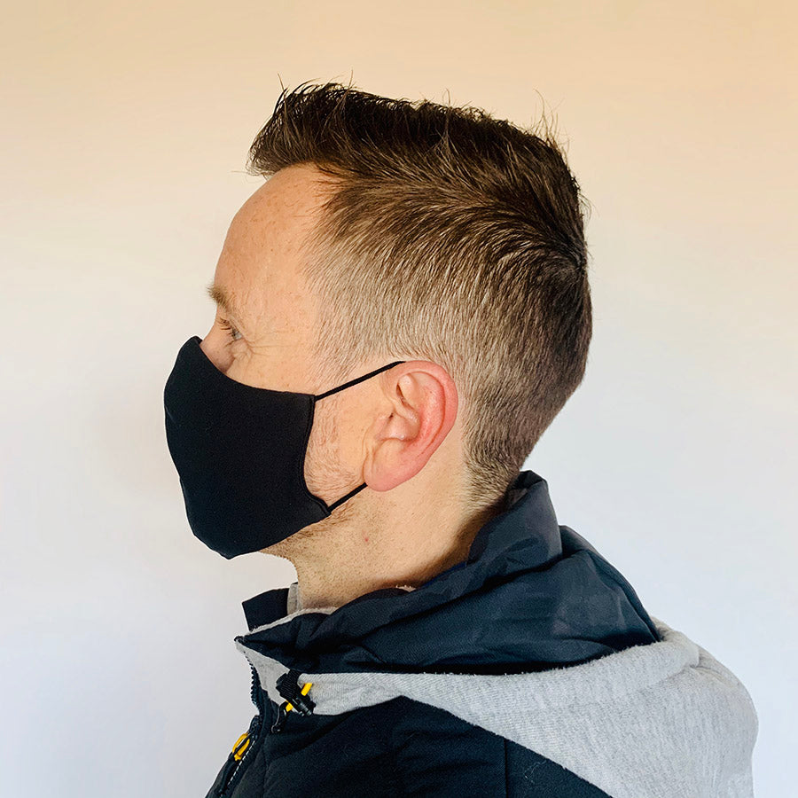 3-Ply Reusable & Washable Cloth Face Mask - Black (S/M) - Breathable & Comfortable for Daily Use, Travel & Outdoor Activities