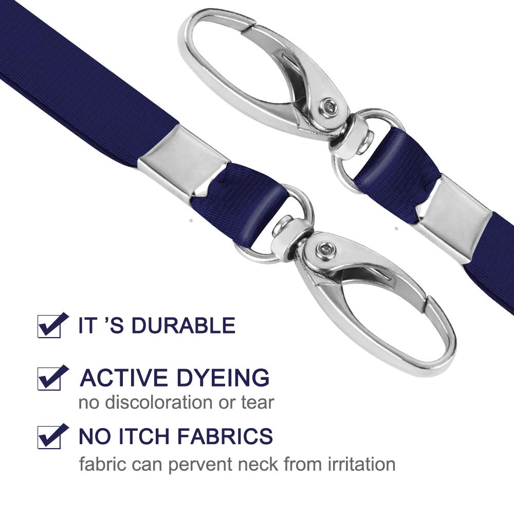 50 Pack Bulk Lanyards for ID Badges with Clips - Office & School Use