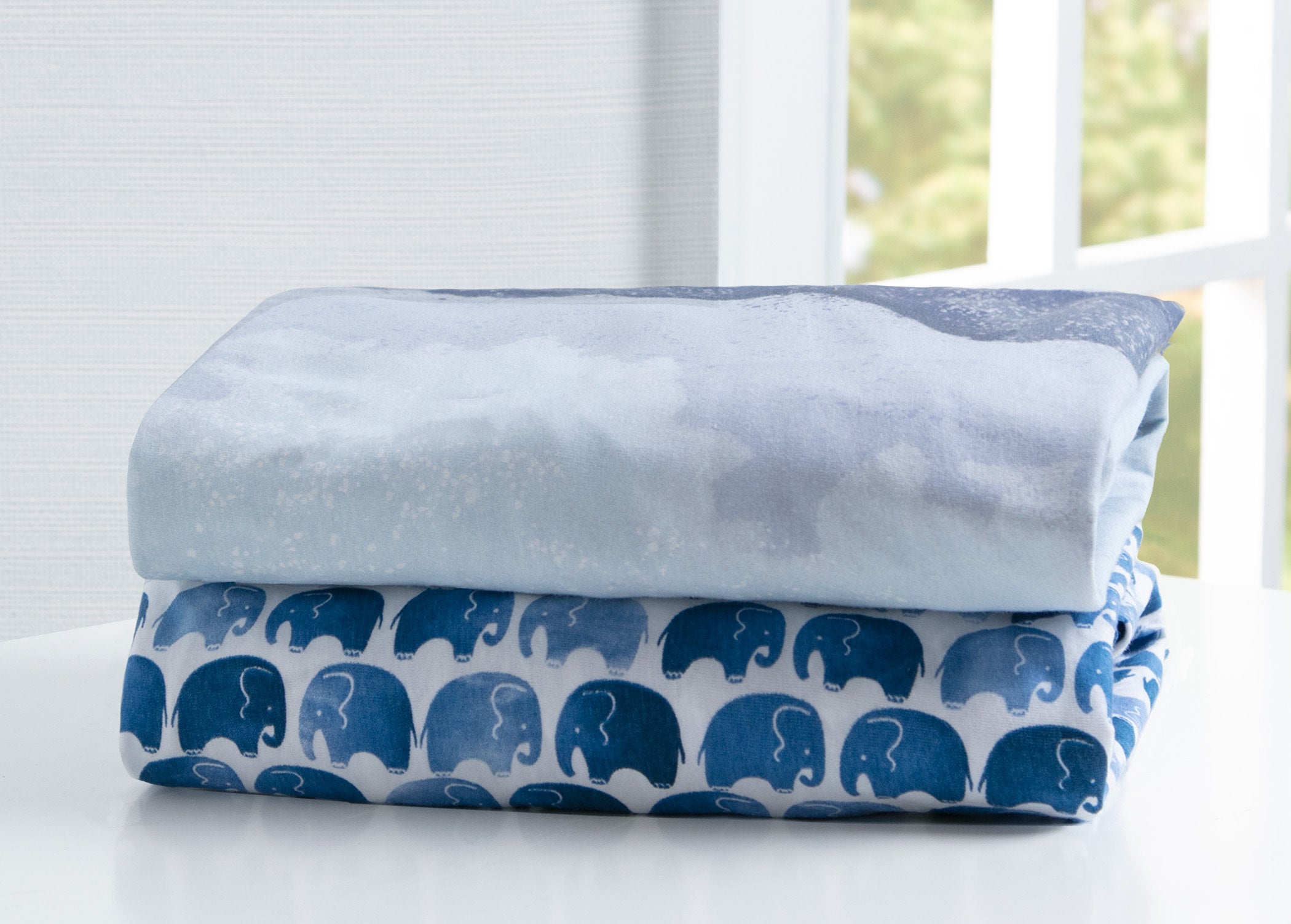 Watercolor Elephant Fitted Crib Sheets - 2 Pack Soft Cotton Baby Crib Bedding Set for Nursery Decor & Infant Sleep Comfort