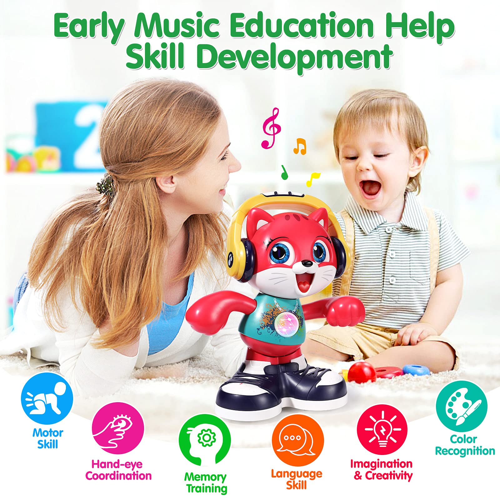 Interactive Dancing Cat Toy with Music & Recording - Early Learning Educational Baby Toy for 1 2 3 Year Old Boys & Girls (12-18 Months) | Perfect Toddler Gift for Birthday, Christmas & Playtime Fun
