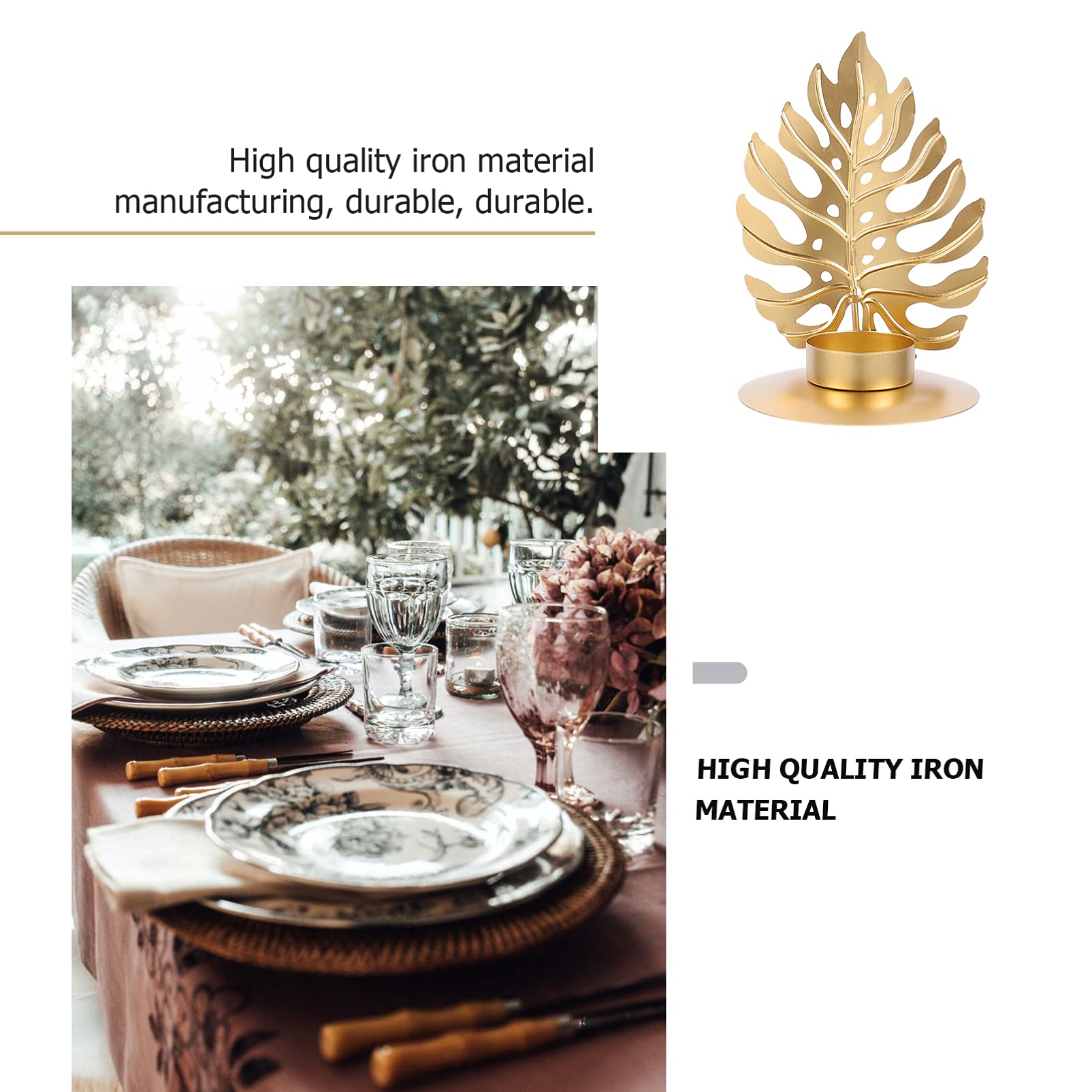 Bestoyard Elegant Leaf Design Iron Taper Candle Holders - Set of 2 Metal Candelabra for Wedding, Dining Table, Home Decor - Perfect for Romantic Dinners, Hawaii Theme Parties & Holiday Centerpieces