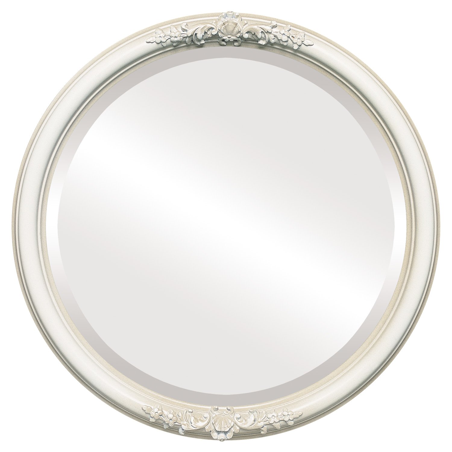OVALCREST 26x26 Round Beveled Wall Mirror - Taupe Contessa Style Home Decor for Living Room, Bedroom & Entryway