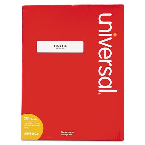 Universal Laser Printer Permanent Labels - 4 x 1 Inch White Adhesive Stickers (5000 per Box) for Shipping, Inventory & Organization | Durable Laser Printable Labels for Office & Warehouse Use