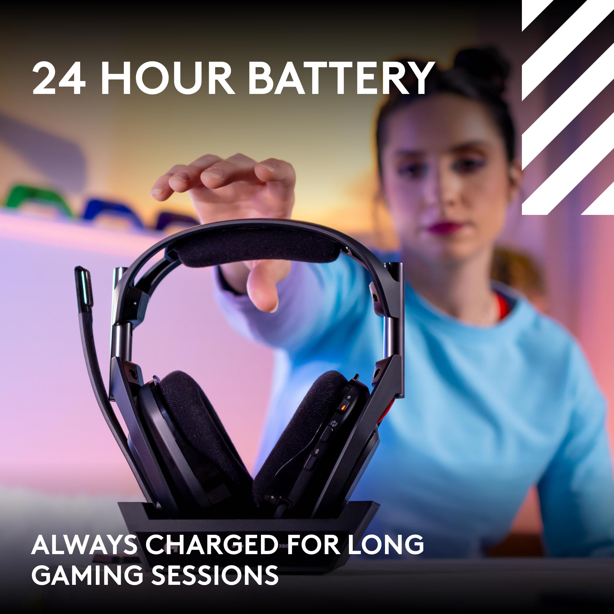 Logitech G Astro A50 Wireless Gaming Headset with Base Station - Omni-Platform for PS5, Xbox, PC - PLAYSYNC Audio Switcher, 24hr Battery, 2.4GHz & Bluetooth - Premium Black Headphones for Pro Gamers & Streamers