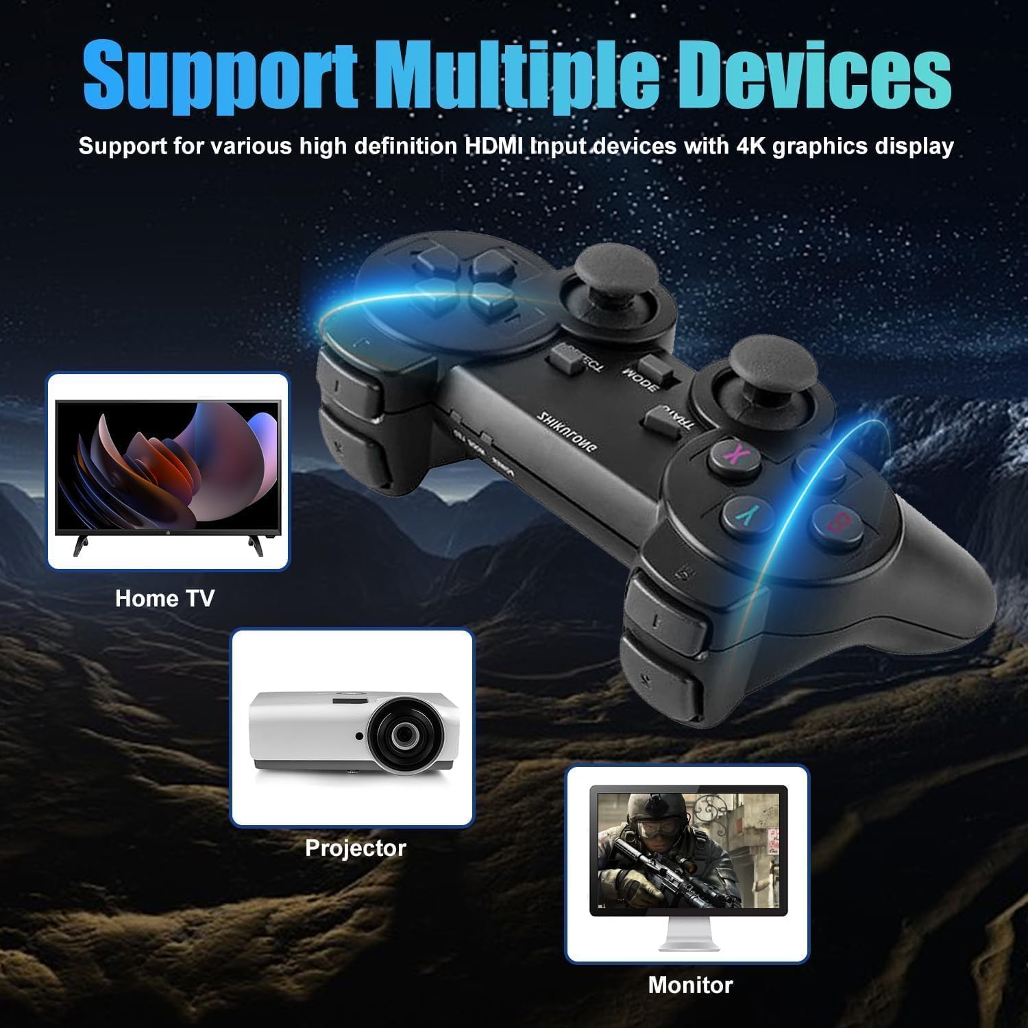 Retro Game Stick with 64GB Built-in Games - Wireless Plug & Play Retro Gaming Console for Classic Arcade & TV Gaming | Perfect for Family Fun & Nostalgic Entertainment