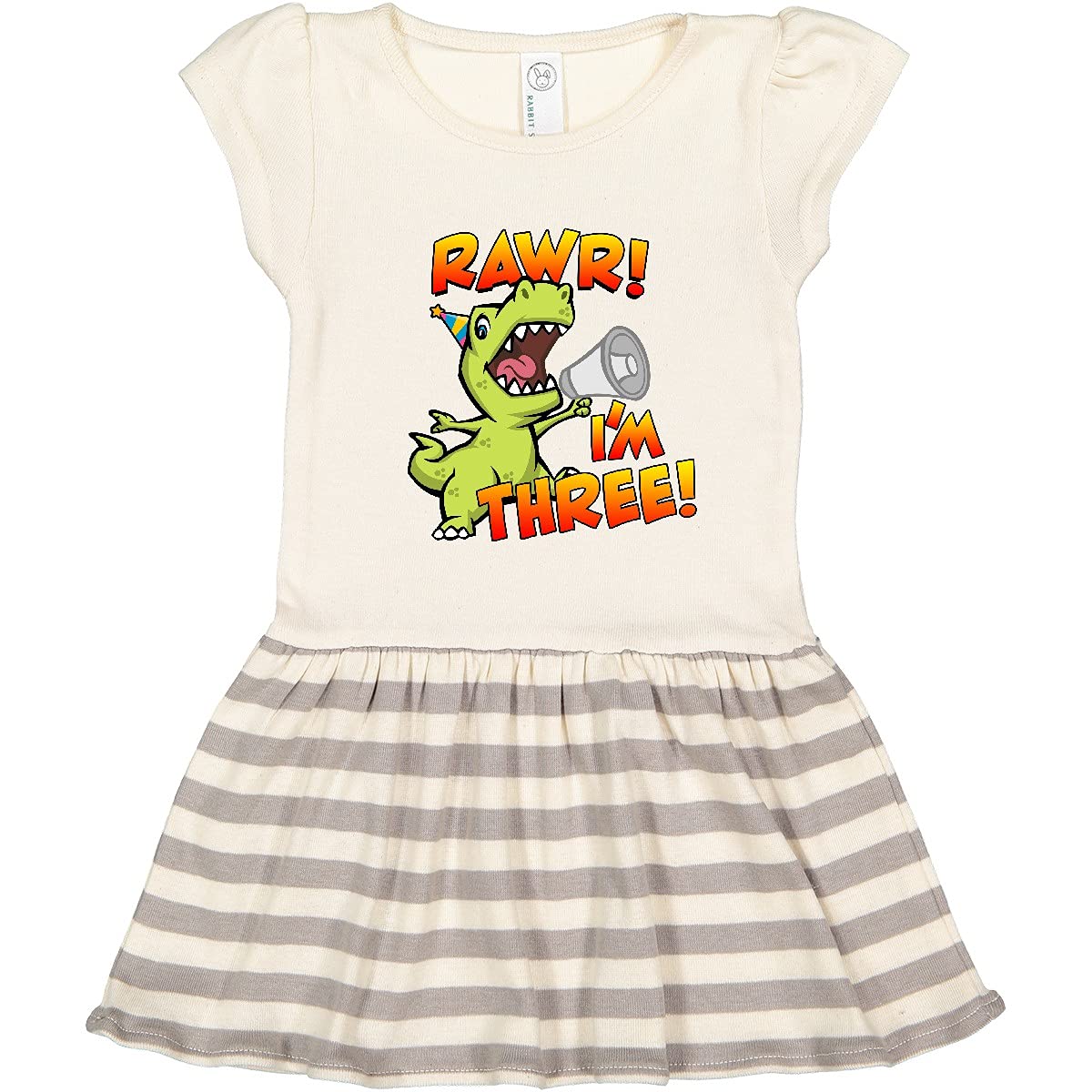 Inktastic Rawr I'm 3 Dinosaur Toddler Dress - Cute Dino Birthday Outfit for Girls & Boys - Perfect for 3rd Birthday Party, Photo Shoots & Playdates