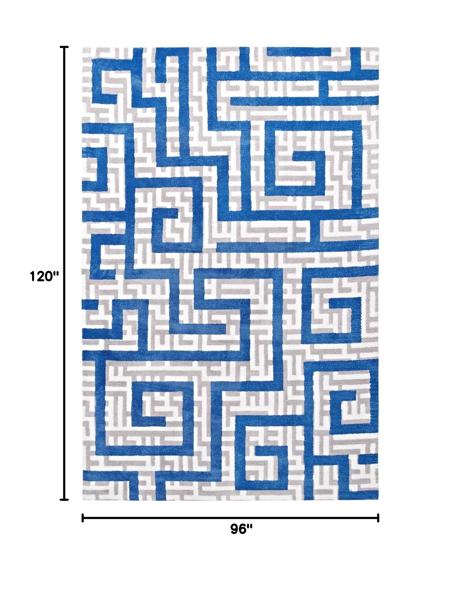 Modern Contemporary Urban Design Blue Area Rug - Non-Slip Living Room Carpet Runner for Lounge, Bedroom & Hallway - Soft Fabric Floor Mat for Home Decor