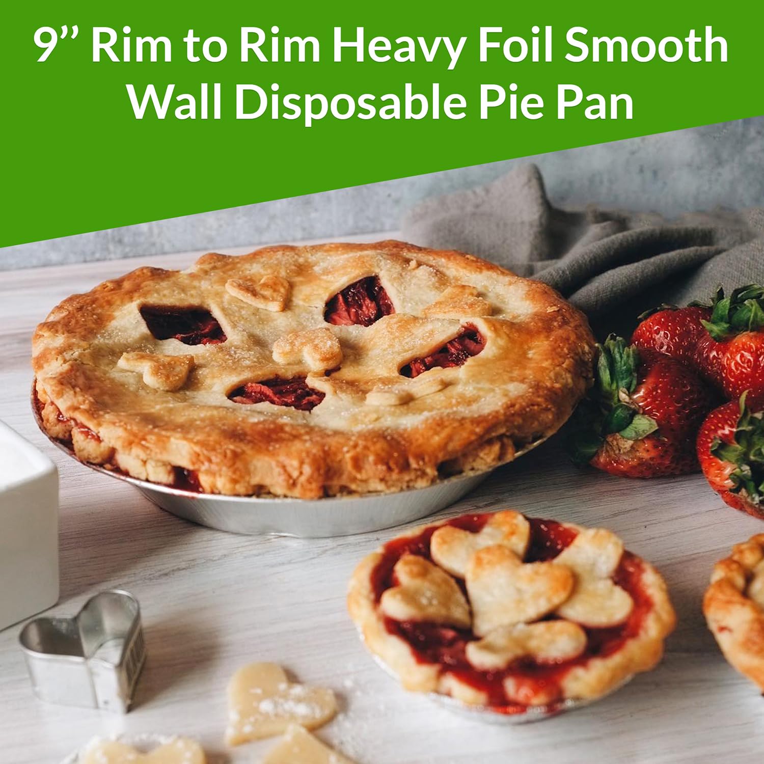 KitchenDance 9 Inch Heavy Duty Aluminum Pie Pans - Oven & Freezer Safe Disposable Pie Tins for Baking, Cooking & Food Storage - Restaurant & Bakery Supplies - Reusable & Recyclable Aluminum Foil Pans (100 Pack, Silver) - Perfect for Pies, Quiches, Casseroles & Meal Prep