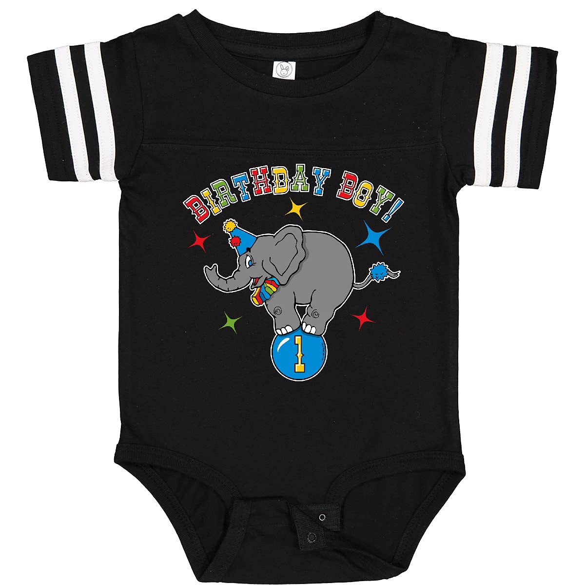 Inktastic Circus Elephant 1st Birthday Bodysuit for Baby Boys - Cute Outfit for First Birthday Party & Photo Shoots