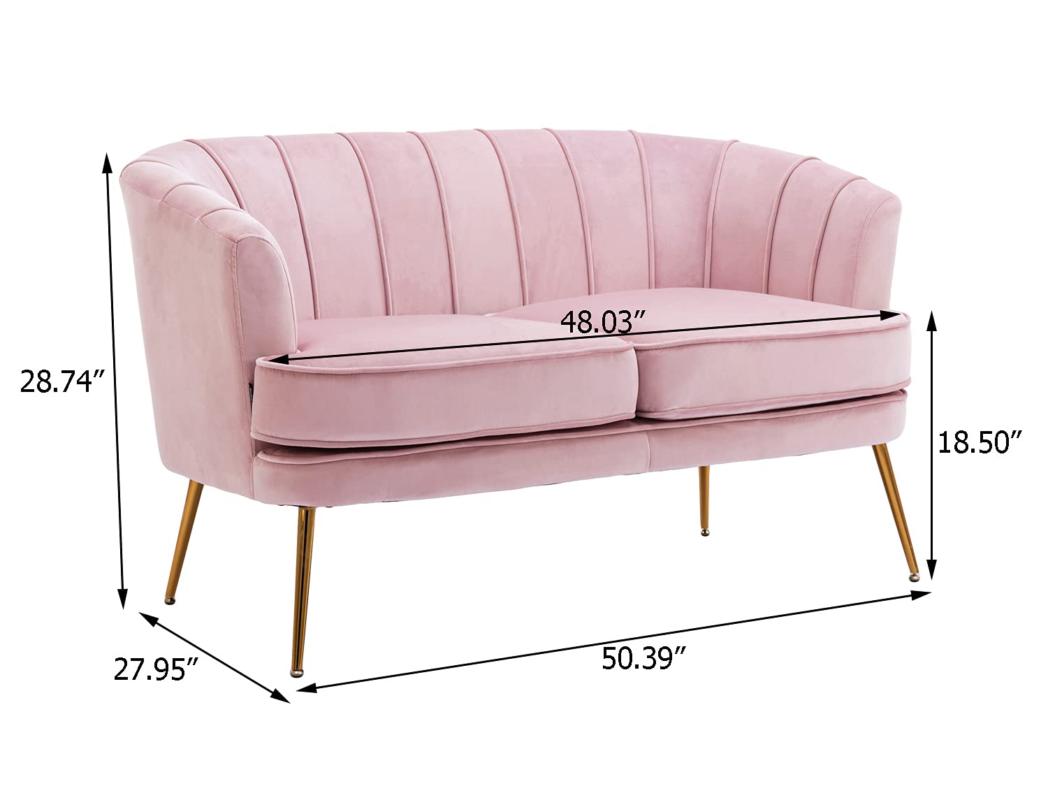Luxury Velvet Loveseat Sofa - Modern Tufted Chesterfield 2-Seater Couch for Living Room & Bedroom - Soft Light Pink - Perfect for Small Spaces, Apartments & Cozy Home Decor