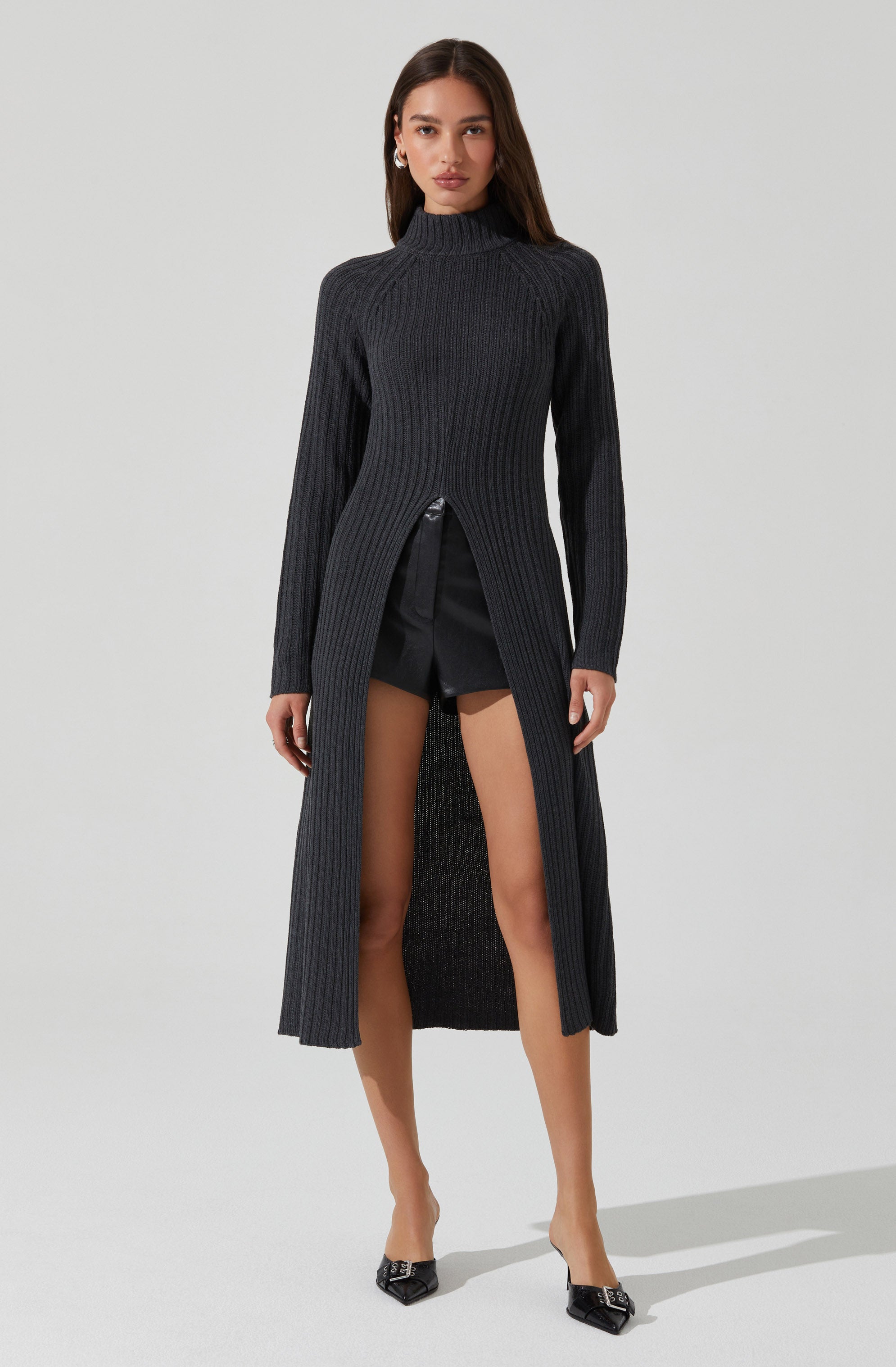 Stylish Mock Neck Slit Sweater for Women | Trendy Knit Pullover | Perfect for Fall Layering & Casual Outfits