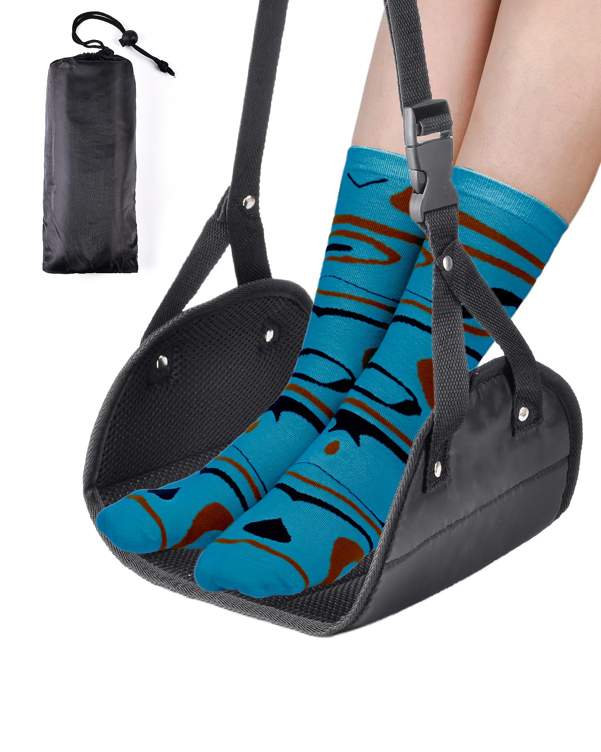 EOGEAUS Airplane Foot Rest - Portable Travel Foot Hammock for Planes & Desks | Comfortable In-Flight Support for Long Haul & International Travel | Perfect for Business Trips & Commuting