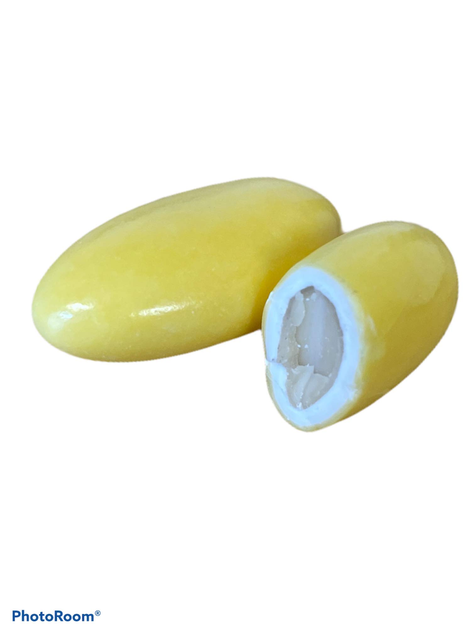 Premium Italian Almond Confetti Yellow Chocolate - Dulcefina Thin Shell, Natural & Gluten-Free (1.5 lbs) - Perfect for Weddings, Parties & Gourmet Gift Giving