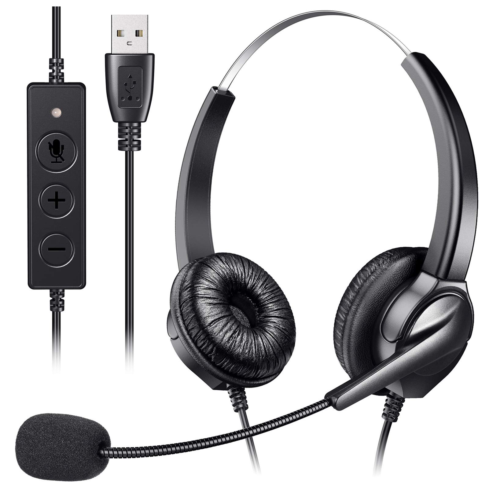 USB Headset with Microphone for PC & Laptop - Yme Noise Cancelling Computer Headset, Stereo Wired Headphones for Call Center, Customer Service, Gaming & Online Meetings | Perfect for Remote Work, Zoom Calls & Office Use