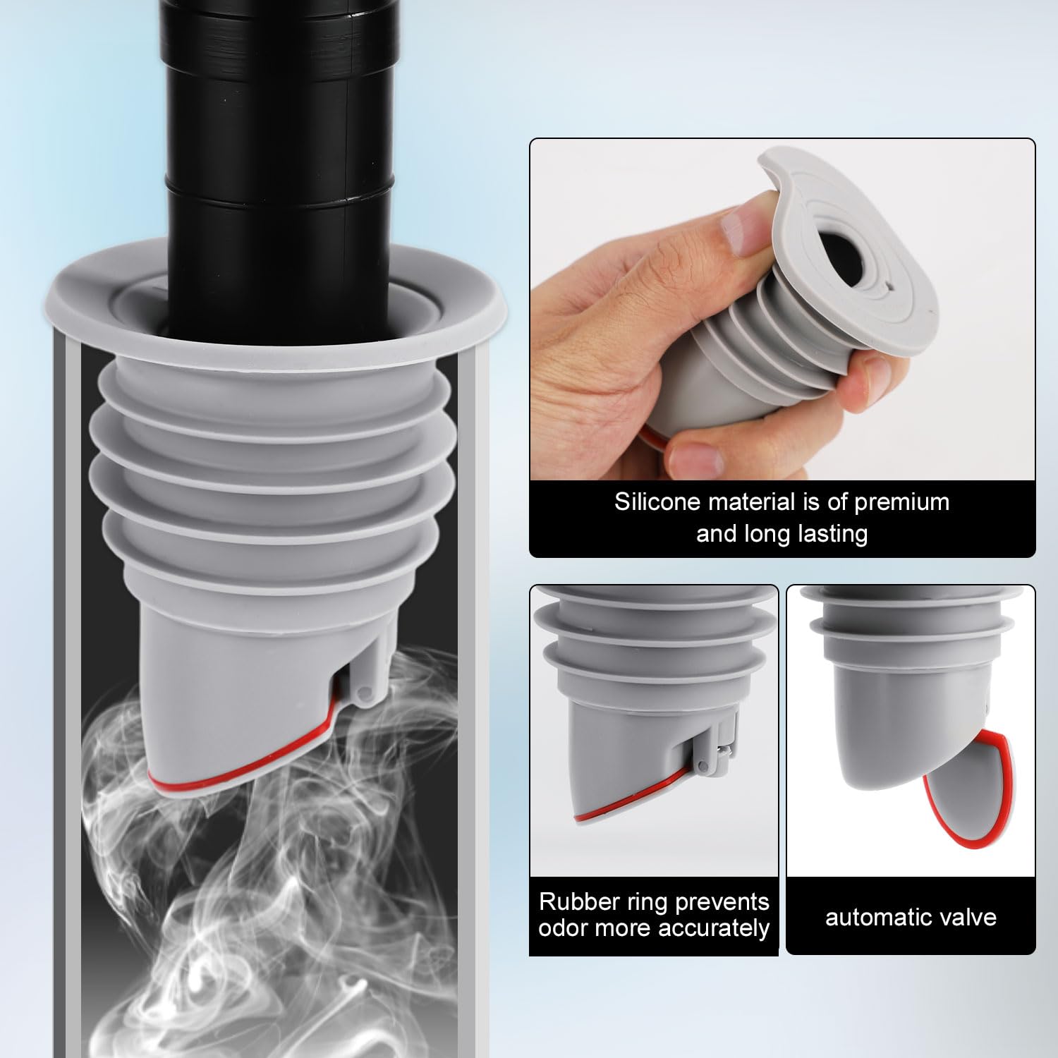 Silicone Drain Pipe Sealer - Washing Machine Drain Hose Seal, Kitchen Sink Sewer Drain Plug & Bathroom Drain Stopper - Leak-Proof Waterproof Seal for Home & RV Use (Medium Size) - Perfect for Laundry Rooms, Kitchens & Bathrooms