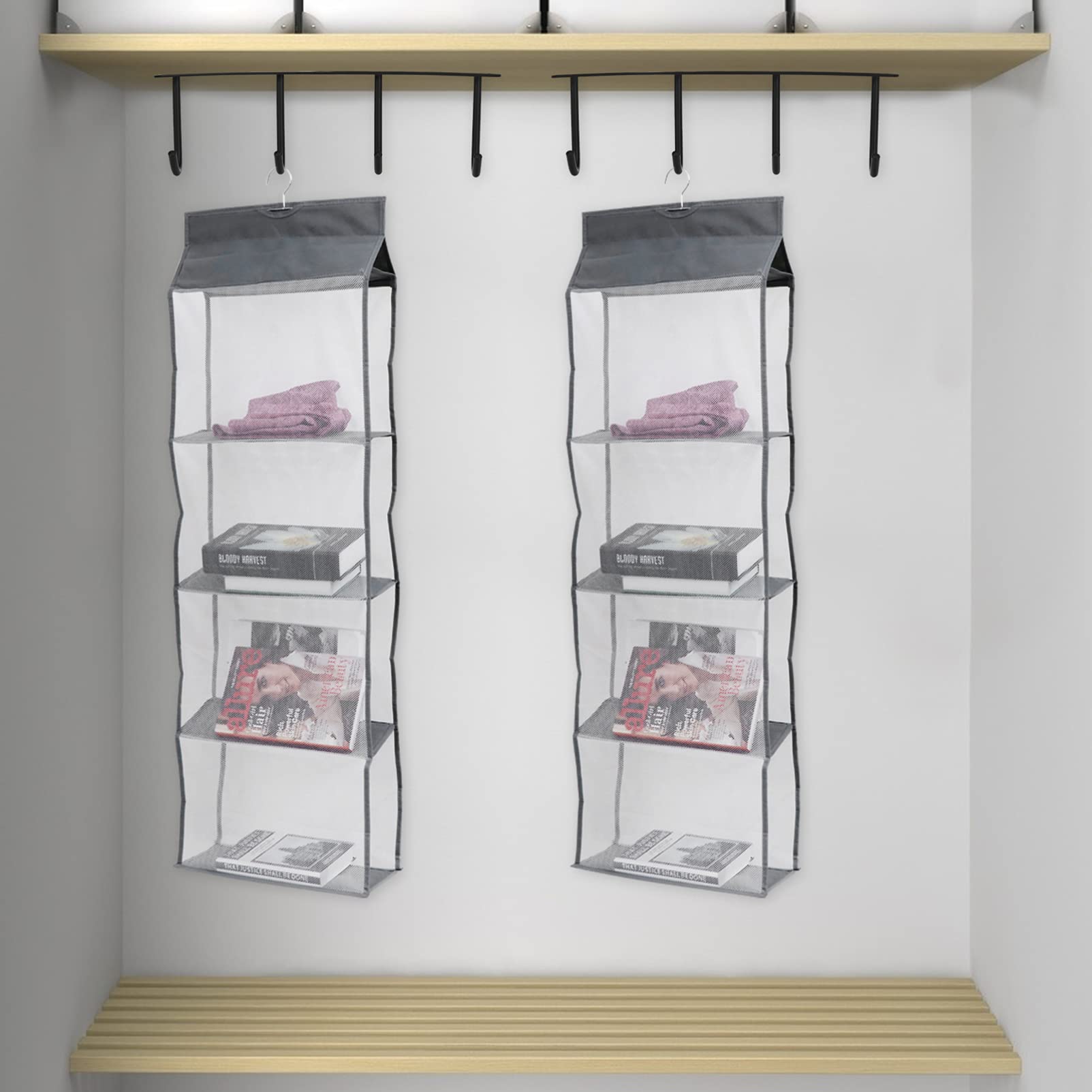 DOITOOL 2-Pack Black Under Cabinet Mug Hooks - Heavy Duty Coffee Cup Holder for Kitchen, Tea Cup Organizer, Utensil Display Hanger - Perfect for Small Space Saving & Stylish Kitchen Decor