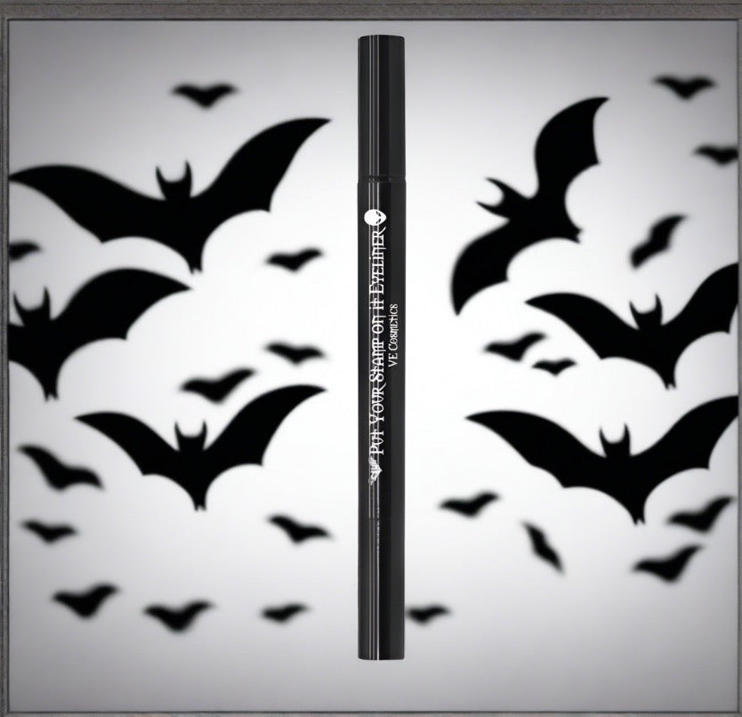 BLACK Bat Stamp Eyeliner - Waterproof & Long-Lasting Winged Eyeliner Stamp for Perfect Cat Eye Makeup - Ideal for Parties, Halloween & Cosplay