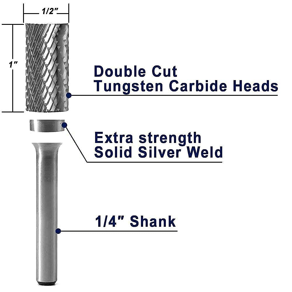 Premium Tungsten Carbide Rotary Burr Set - 3pc 1/4