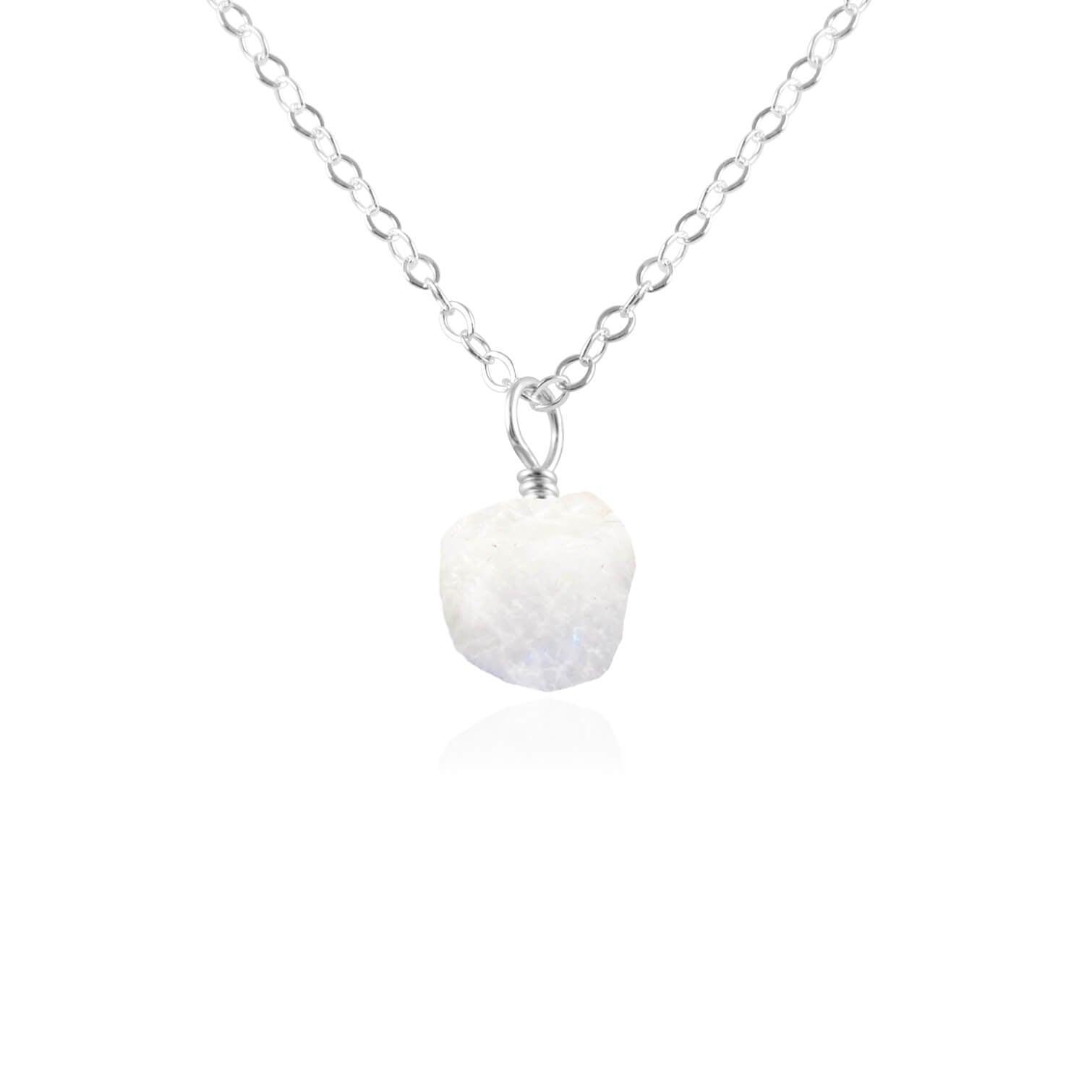 Natural Tiny Raw Rainbow Moonstone Pendant Necklace for Women - Elegant Boho Jewelry for Everyday Wear, Gift Giving & Spiritual Healing