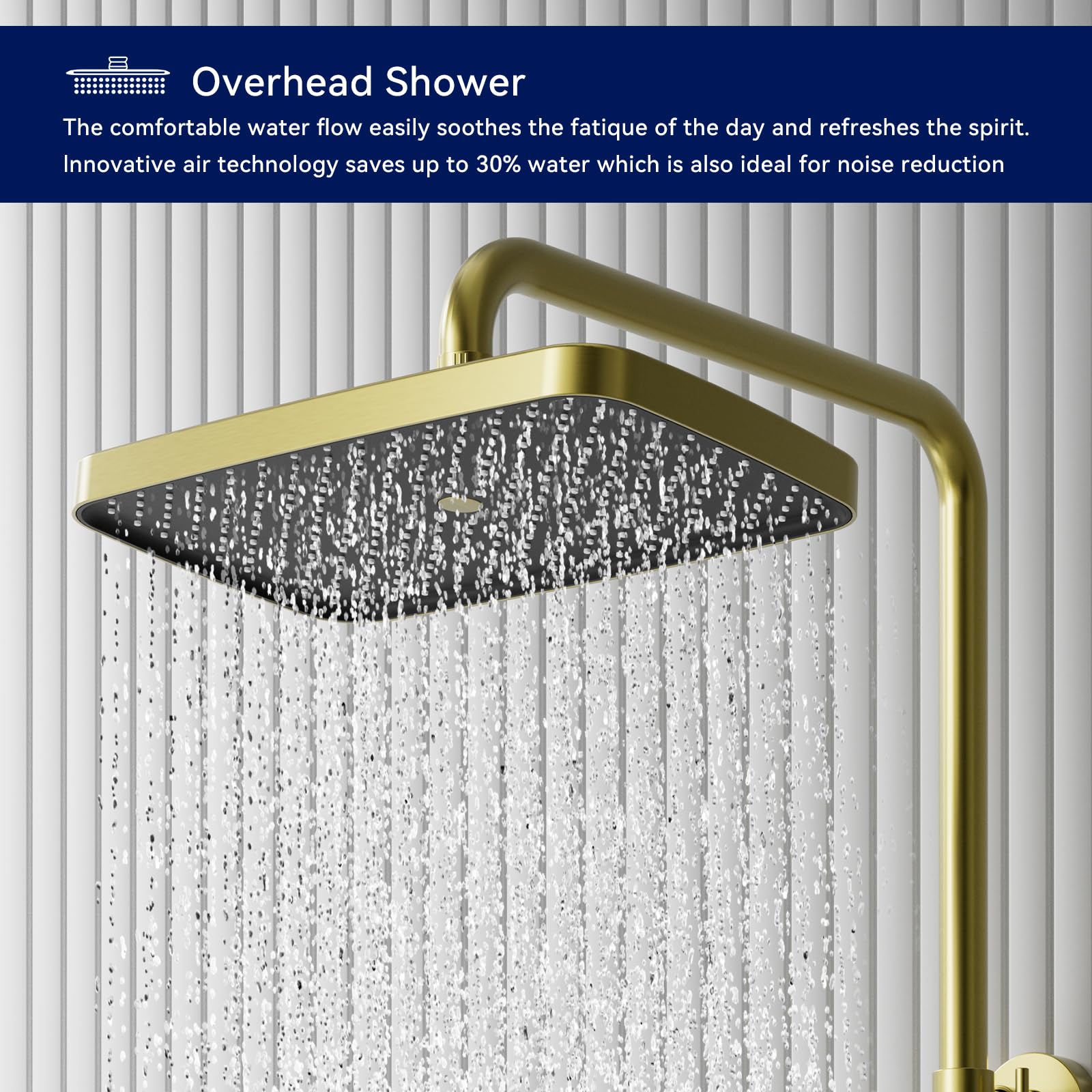 Brushed Gold Thermostatic Shower System Set - Adjustable Rainfall Shower Column with 310mm Shower Head, 3-Function Hand Shower & Bidet | Perfect for Modern Bathrooms, Spa-Like Experience, Water Saving