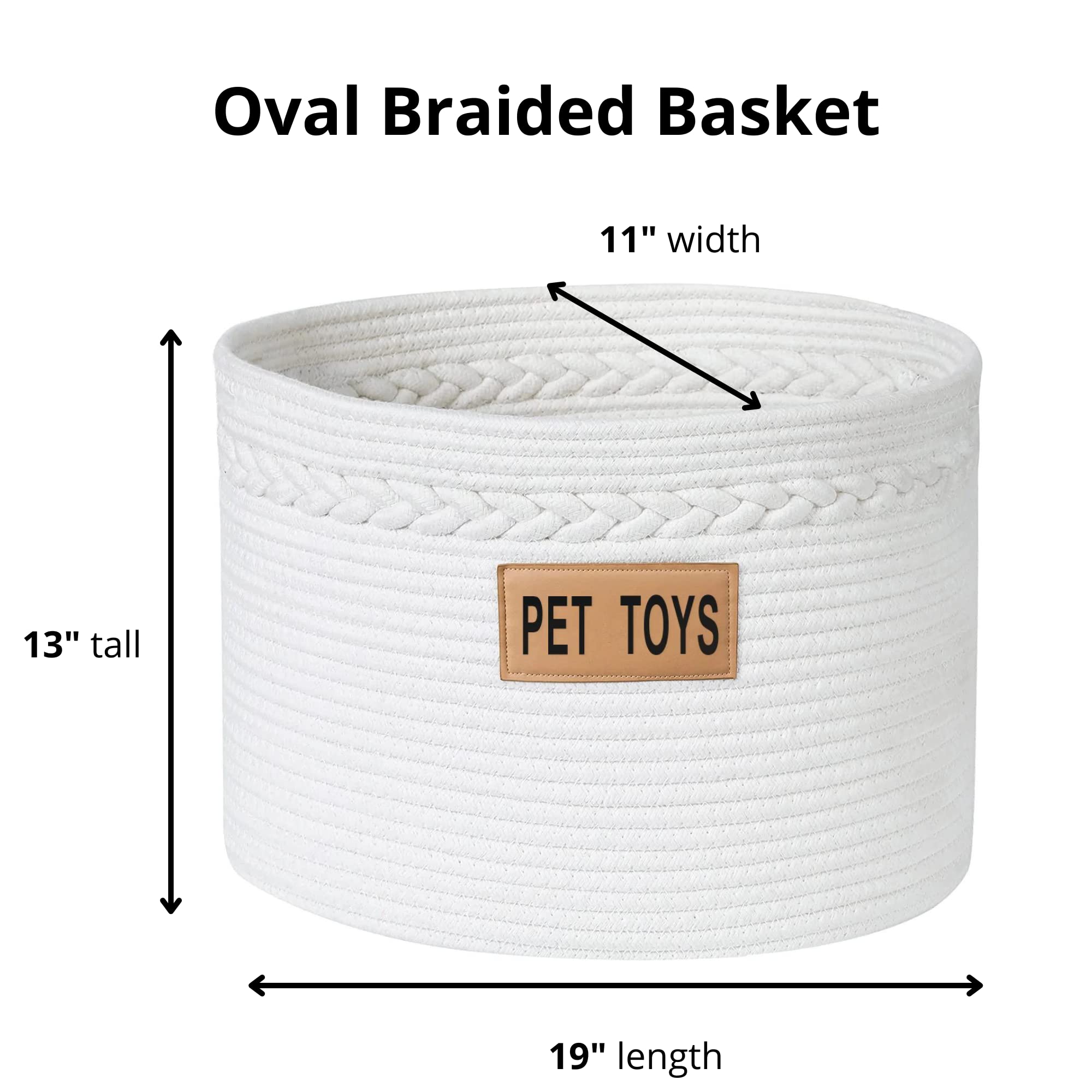 Midlee Oval Braided Handle Toys Basket - Stylish Storage for Kids' Toys, Books & Nursery Essentials | Perfect for Playroom, Bedroom & Daycare Organization