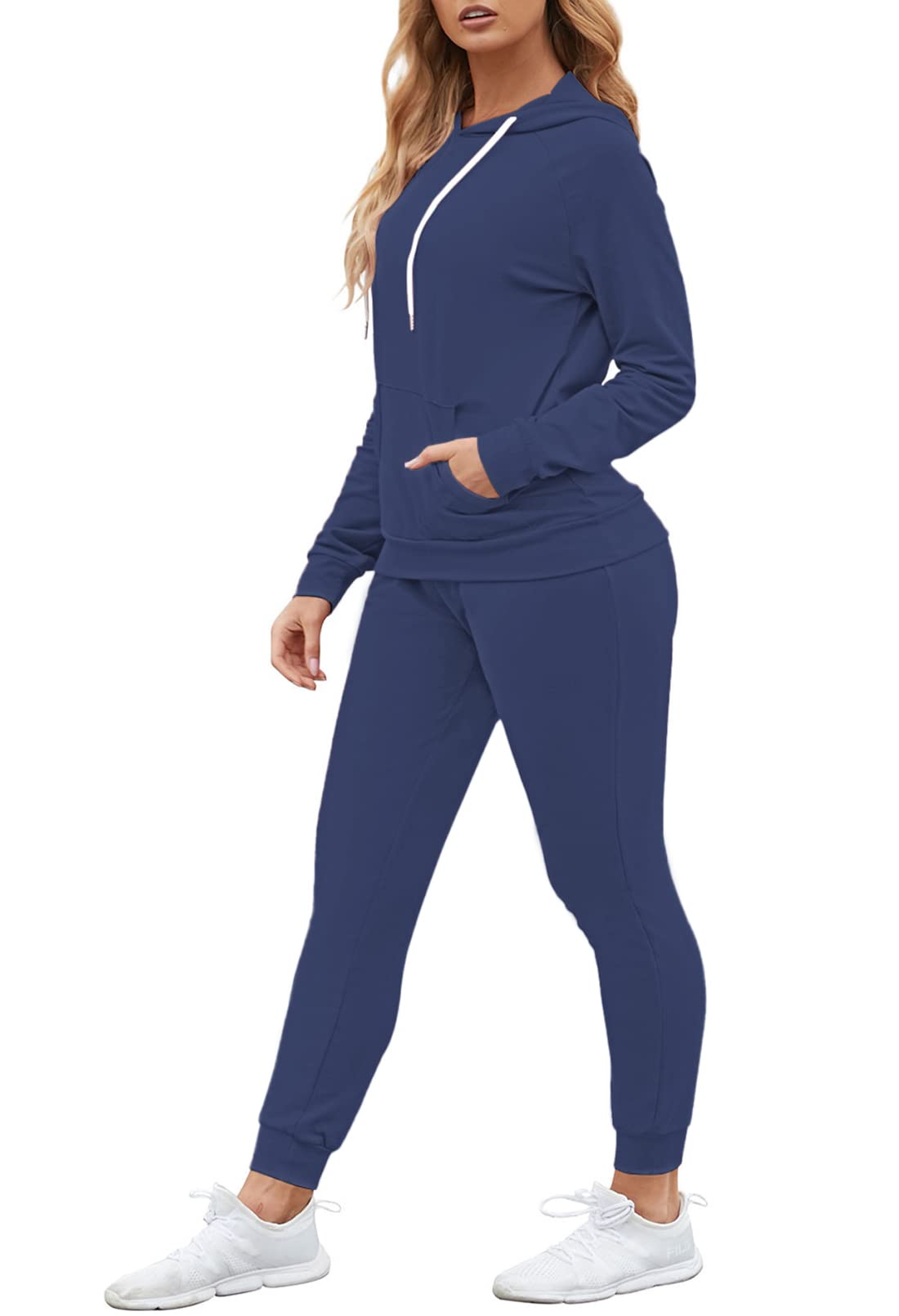 Fixmatti Women's Pullover Hoodie with Pockets & Jogger Sweatpants Set - Casual Sportswear Outfit for Running, Yoga, Gym and Lounge Wear