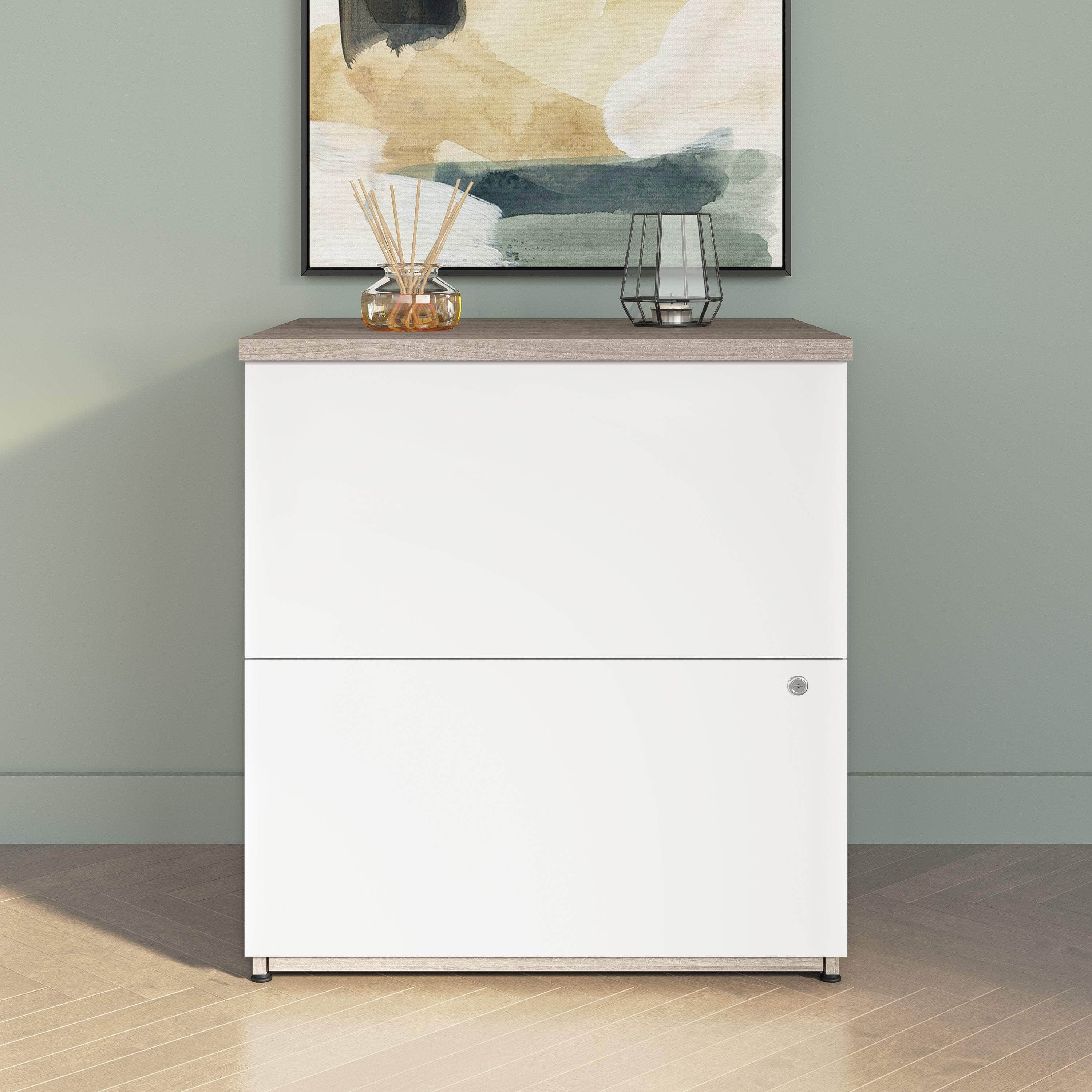 Ridgeley 28W 2-Drawer Lateral File Cabinet - 3 Colors (Black, Gray, White) - Office Storage & Document Organization Solution for Home & Business Workspaces