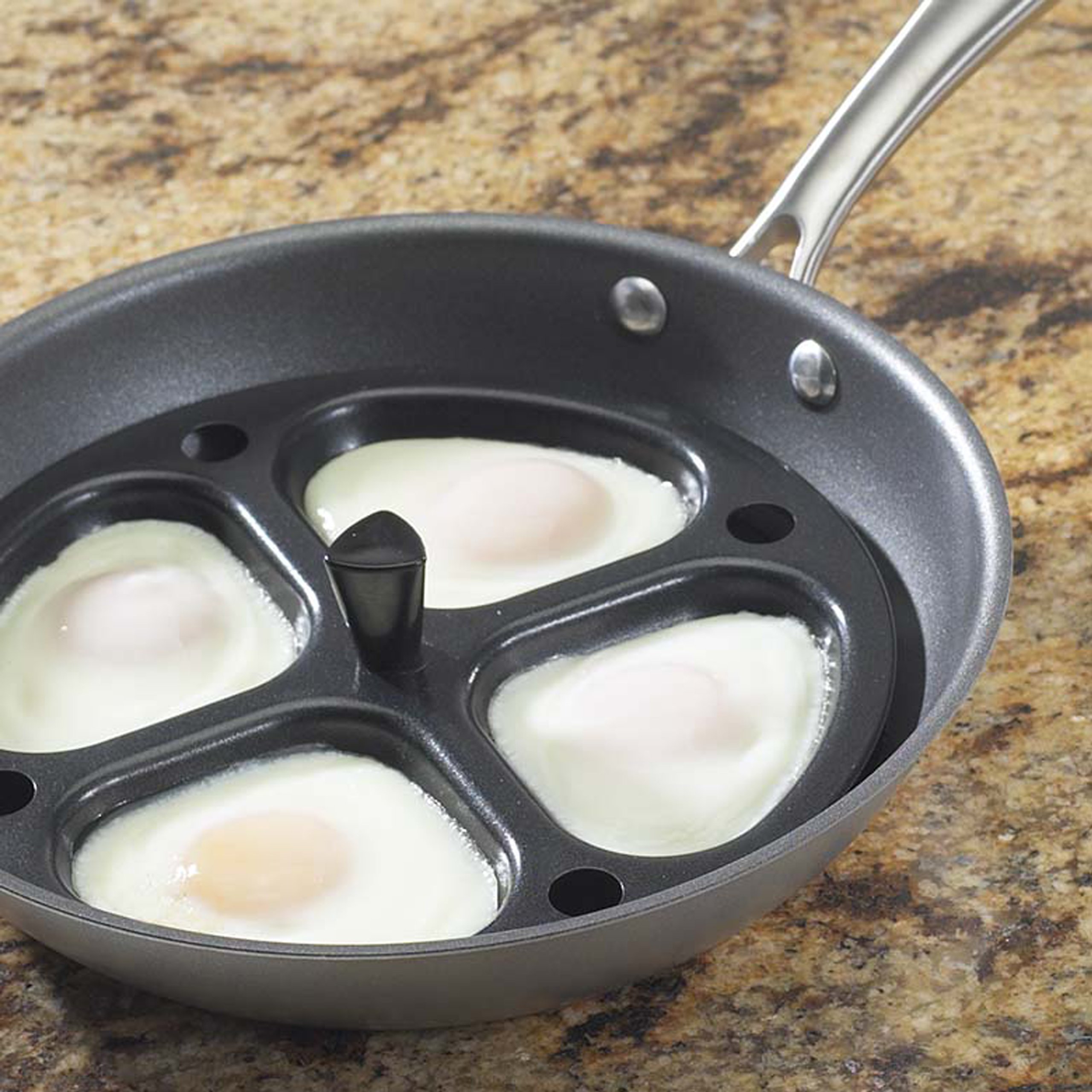 Nordic Ware Non-Stick Egg Poacher Pan Insert for 10-12 Inch Skillets - Perfect for Poached Eggs, Breakfast & Healthy Cooking - Black