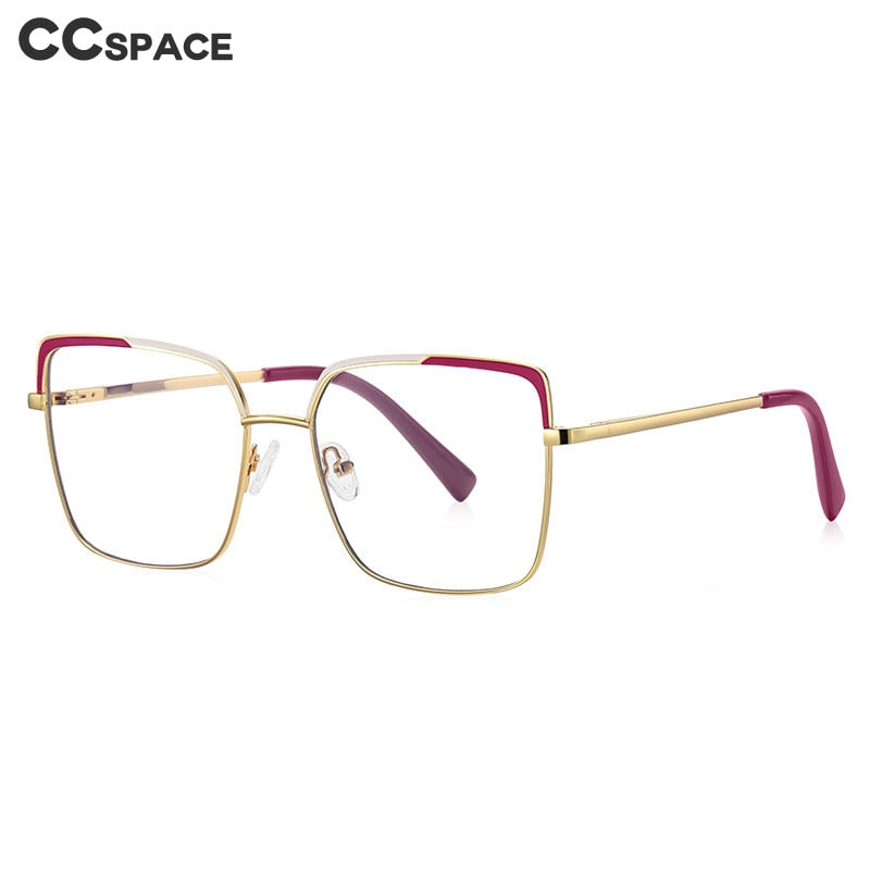 CCspace Women's Full Rim Large Square Alloy Eyeglasses Frame 56562 - Stylish & Lightweight for Work, Reading & Fashion Accessories