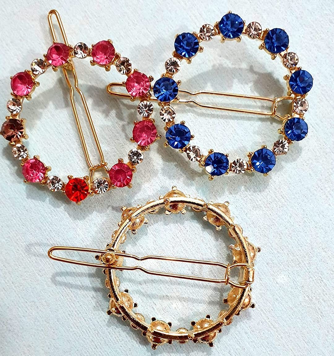 BellaStella Korean Style Rhinestone Hair Clips for Women - Elegant Hair Accessories for Girls & Women - 3-Pack Decorative Hairpins for Parties, Weddings & Daily Wear