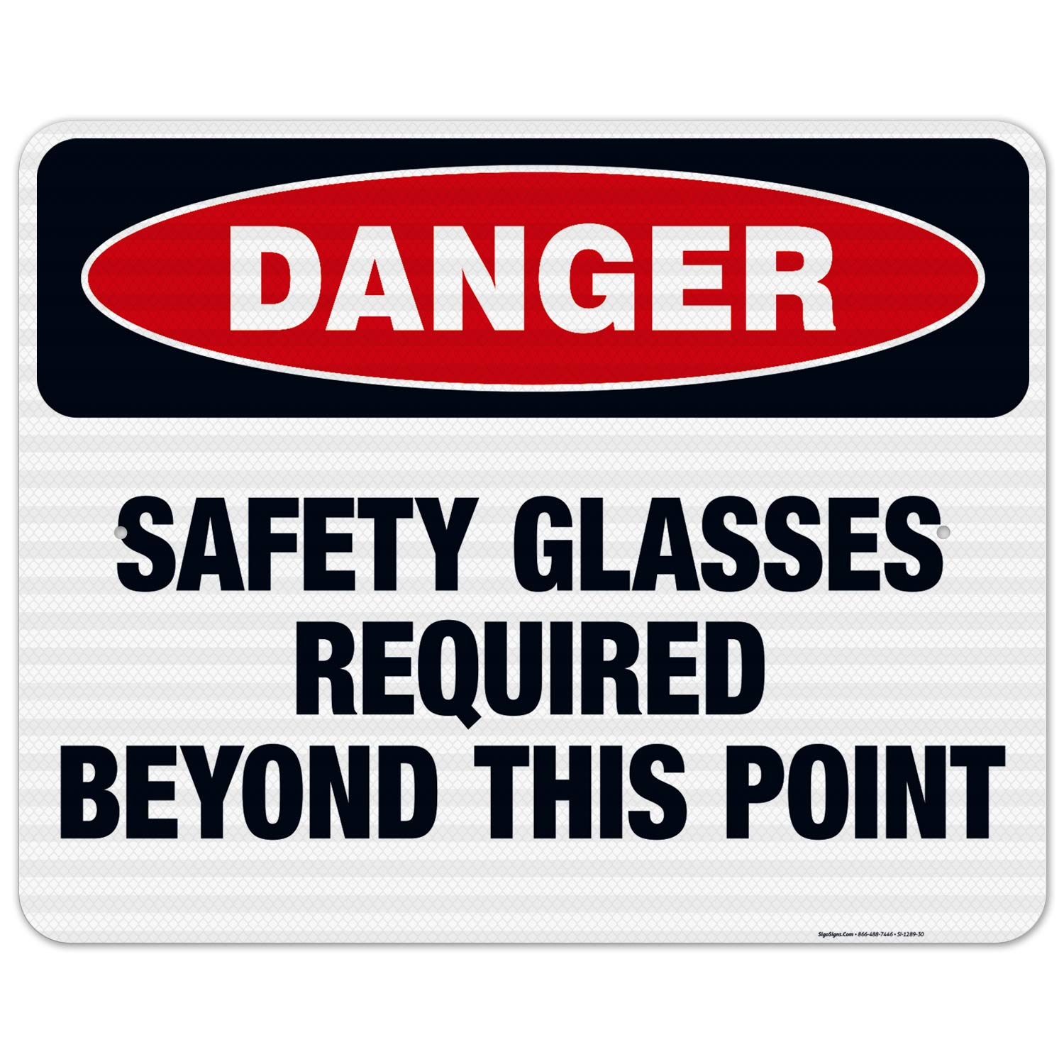 Danger Safety Glasses Required Beyond This Point Sign - OSHA Compliant 24x30 Inches Reflective Aluminum Sign - 3M EGP .080 Thick Fade-Resistant for Indoor/Outdoor Use - Made in USA - Perfect for Construction Sites, Factories & Hazardous Work Areas
