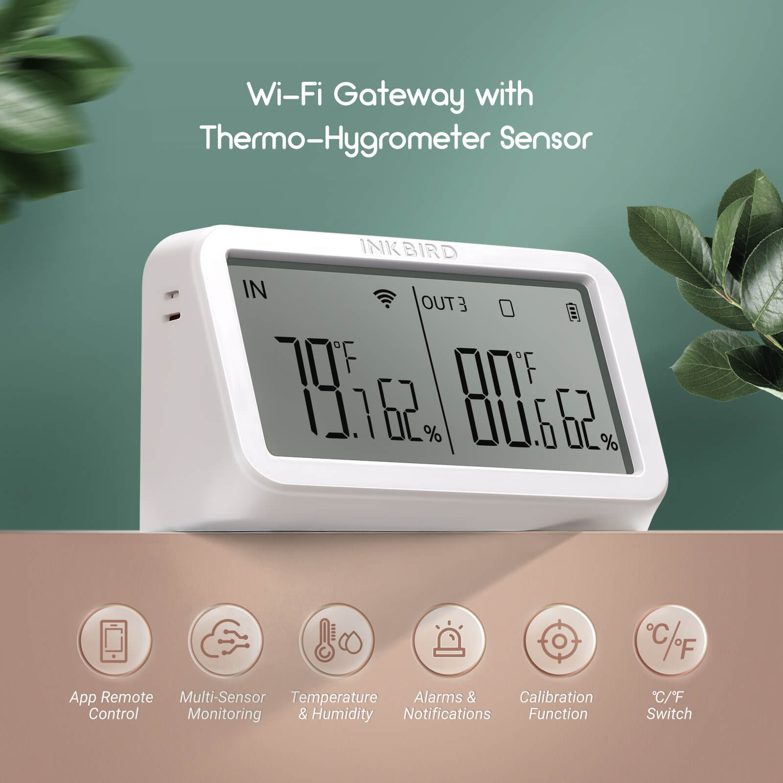 WiFi Gateway with Temperature & Humidity Sensor - IBS M2 Smart Home Hub for Remote Monitoring & IoT Automation