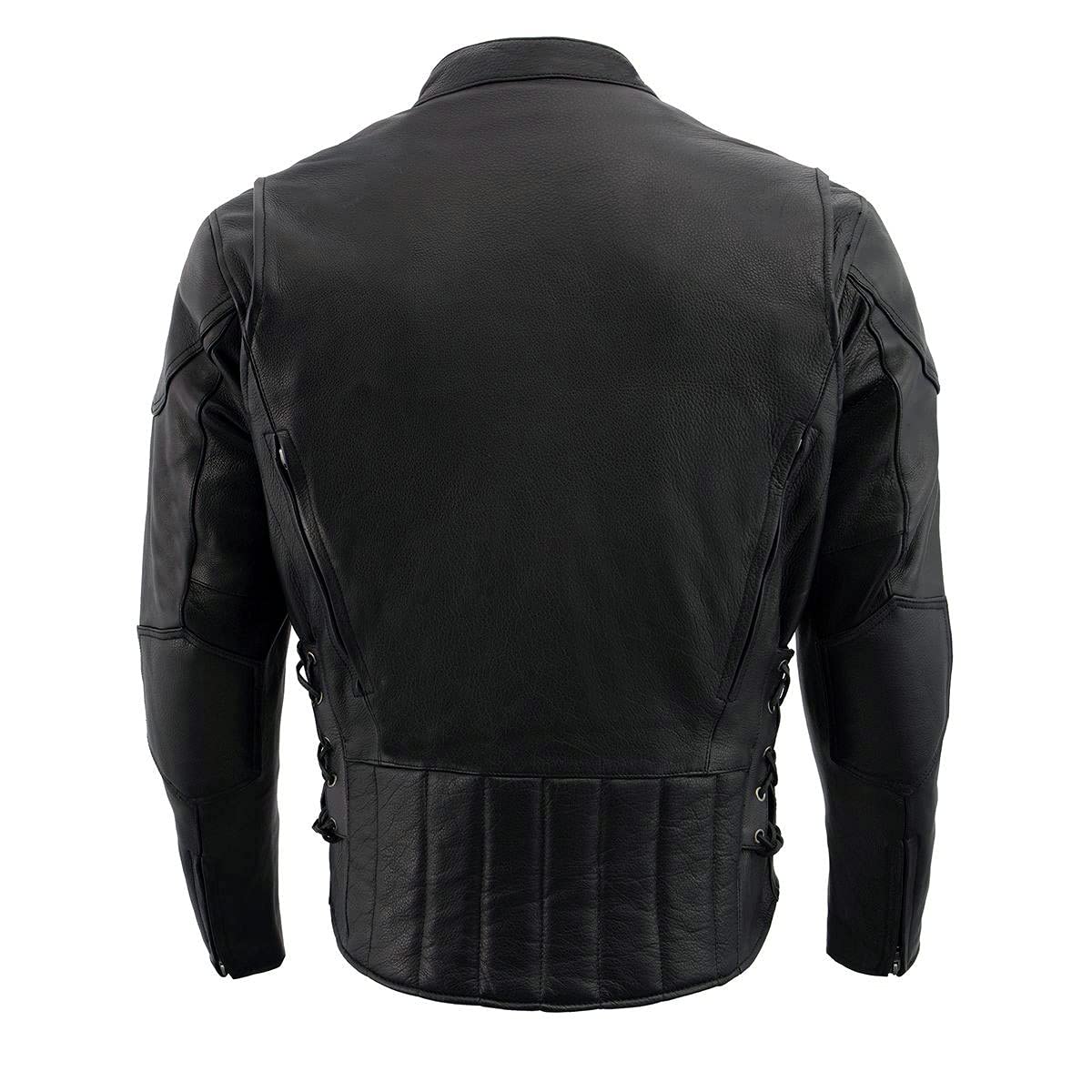 Milwaukee Leather ML1010 Men's Black Side Lace Vented Leather Scooter Jacket - Perfect for Motorcycle Riding, Cruising & Urban Fashion