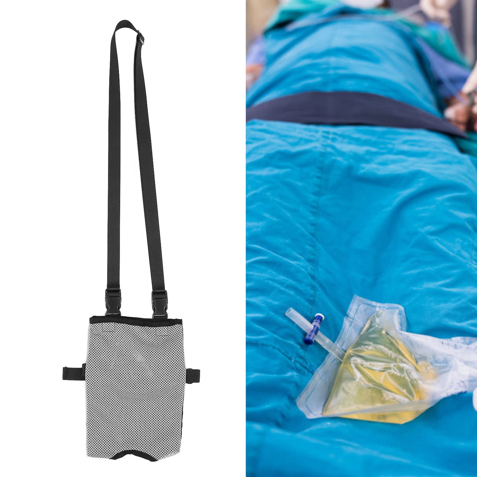 Discreet Catheter Bag Cover - Grey Urine Drainage Bag Holder for Post-Surgery & Medical Needs | Portable Shoulder Bag for Body Fluid Collection | Ideal for Hospital Recovery & Home Care