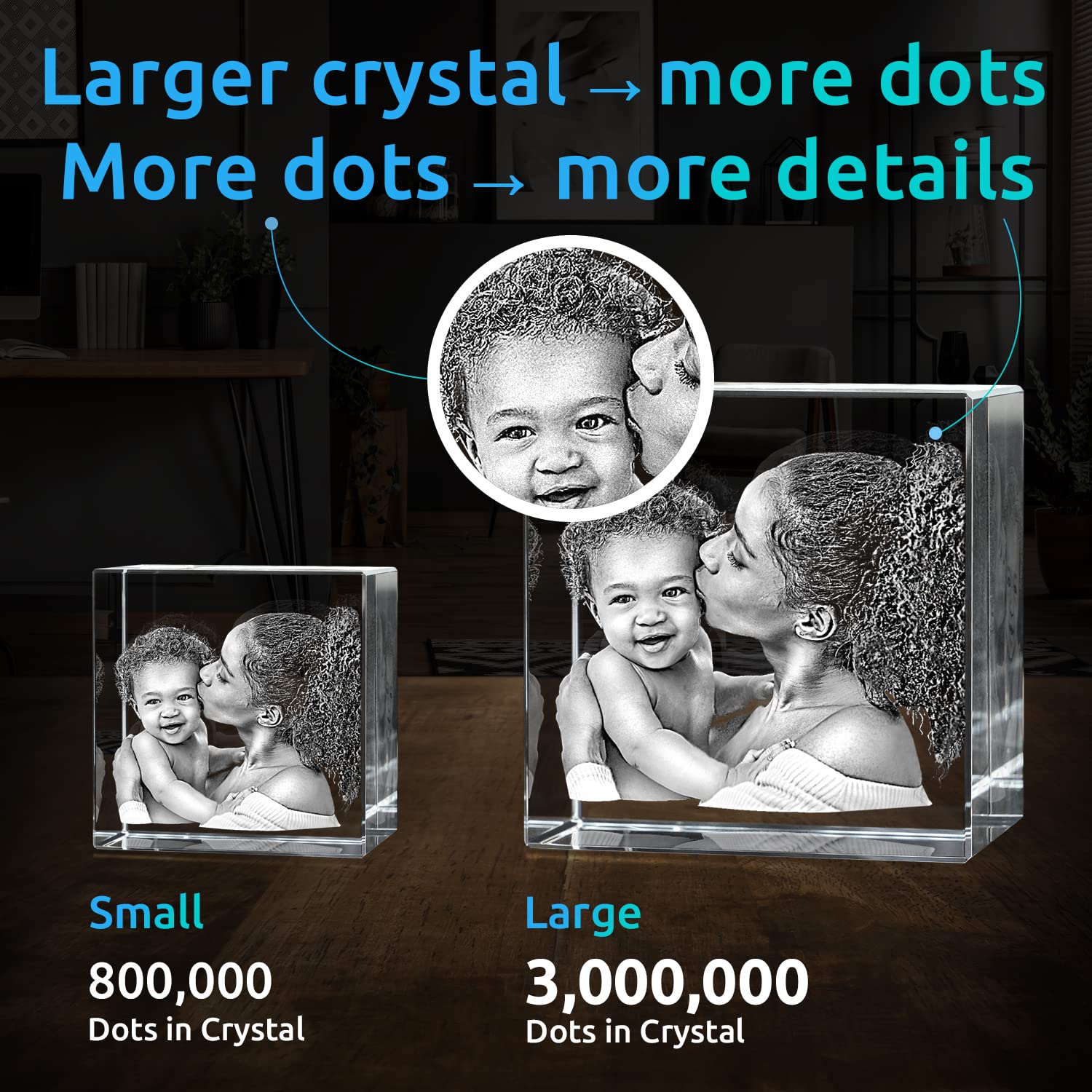 ArtPix 3D Crystal Photo - Personalized Custom Engraved Square Crystal Gift for Dad, Mom, Couples | Memorial Anniversary Present with Laser Etched Picture | Perfect for Wedding, Birthday & Special Occasions