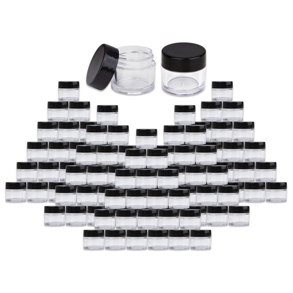 Beauticom 7g/7ml Thick Wall Clear Plastic Leak-Proof Jars with Black Lids - 1200pcs Bulk Pack for Cosmetics, Lip Balm, Lip Gloss, Creams & Lotions | Ideal for DIY Beauty Products, Travel Size Containers & Small Business Packaging
