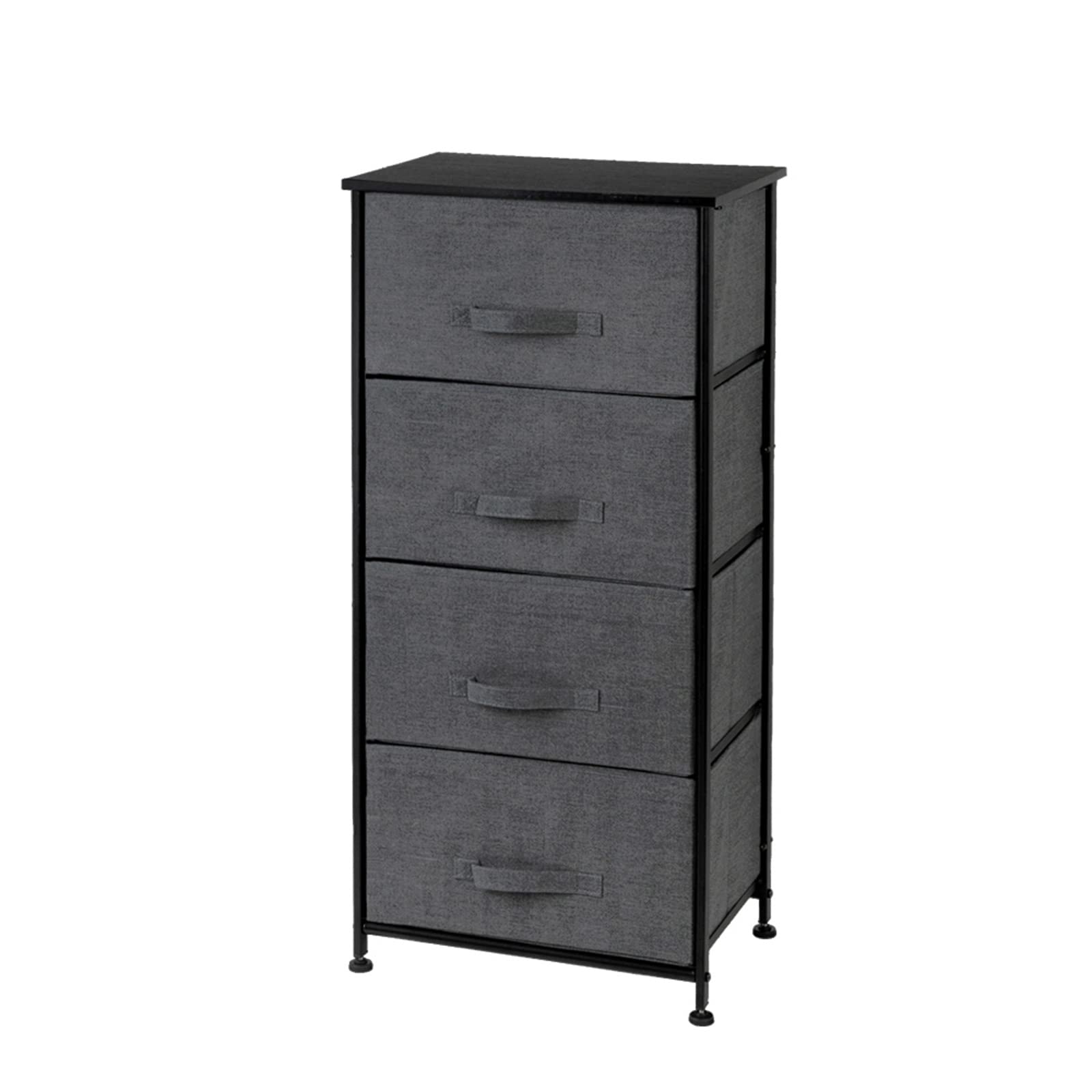 4-Tier Fabric Storage Dresser with Metal Frame & Wooden Tabletop - Easy Pull Drawers for Closet, Bedroom & Living Room Organization (Gray) - Perfect for Storing Clothes, Toys, Blankets & Home Essentials