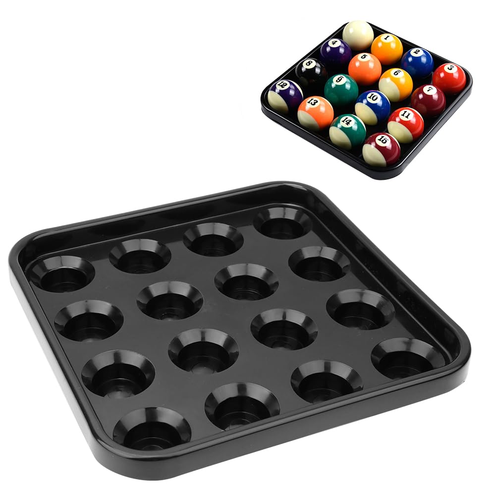 16-Ball Pool Ball Tray - Black Plastic Billiard Ball Holder & Storage Organizer for Pool, Snooker & Billiards | Perfect for Home Game Rooms, Bars & Pool Halls