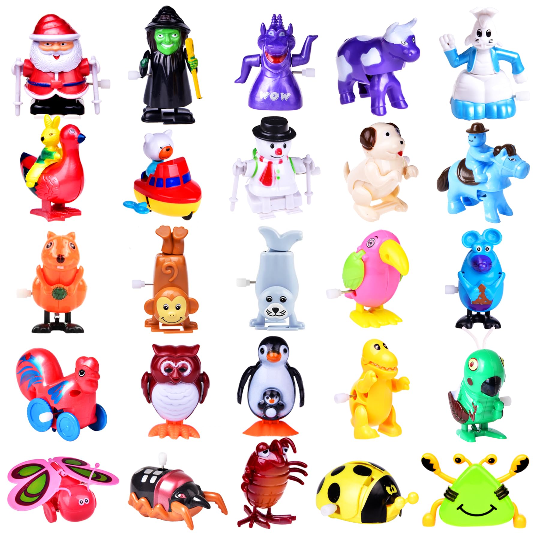 25pcs Wind Up Animal Toys - Flipping, Walking, Jumping Clockwork Bulk Toys for Kids Birthday Gifts, Party Favors, Treasure Box Prizes | Fun for Classroom Rewards, Carnival Games & Birthday Party Activities