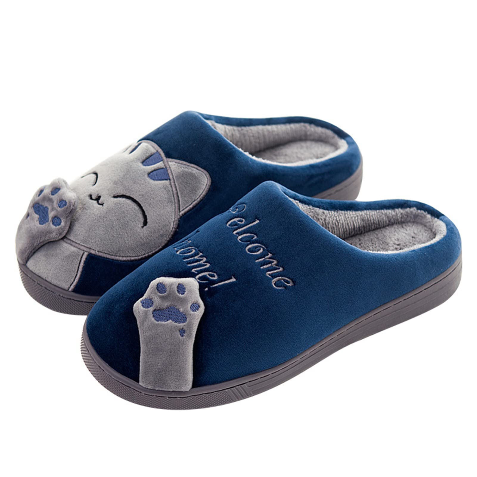 Unisex Winter Warm Cartoon Animal Slippers - Cozy Memory Foam Indoor/Outdoor Non-Slip House Shoes - Cute Cat Slippers for Men & Women - Perfect for Home, Office, and Travel Comfort