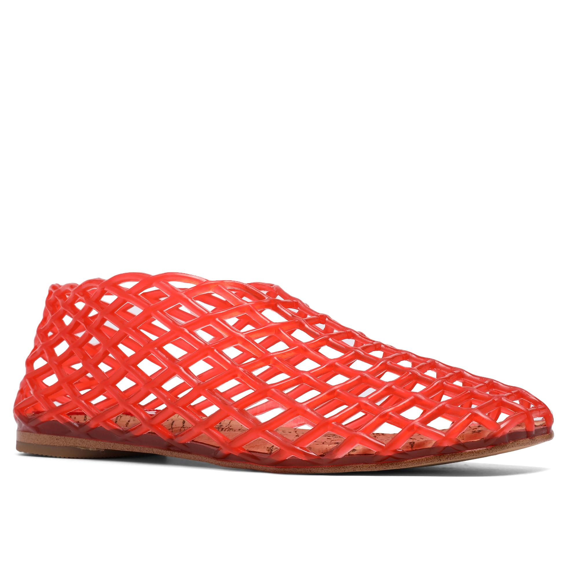 Women's Red Jelly Mesh Ballet Flats - Breathable Clear Hollow Jelly Sandals for Beach, Pool & Summer | Comfortable Ballerina Jellies Shoes for Casual Wear, Vacation & Outdoor Activities