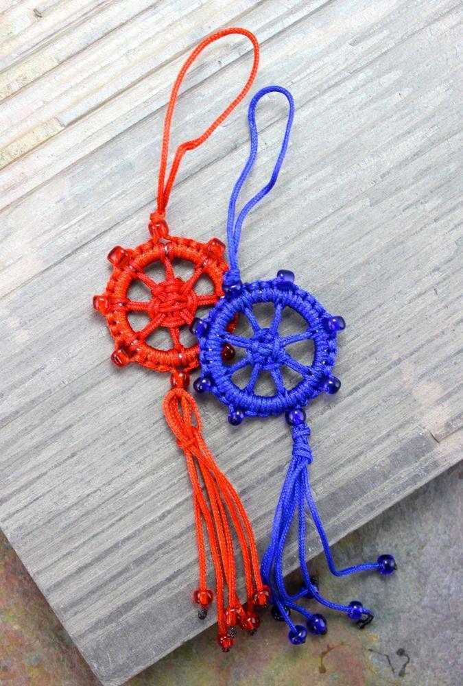 Handmade Dharma Wheel for Mala Beads or Car Mirror Hanging - Buddhist Meditation Accessory & Spiritual Car Decor for Mindful Driving